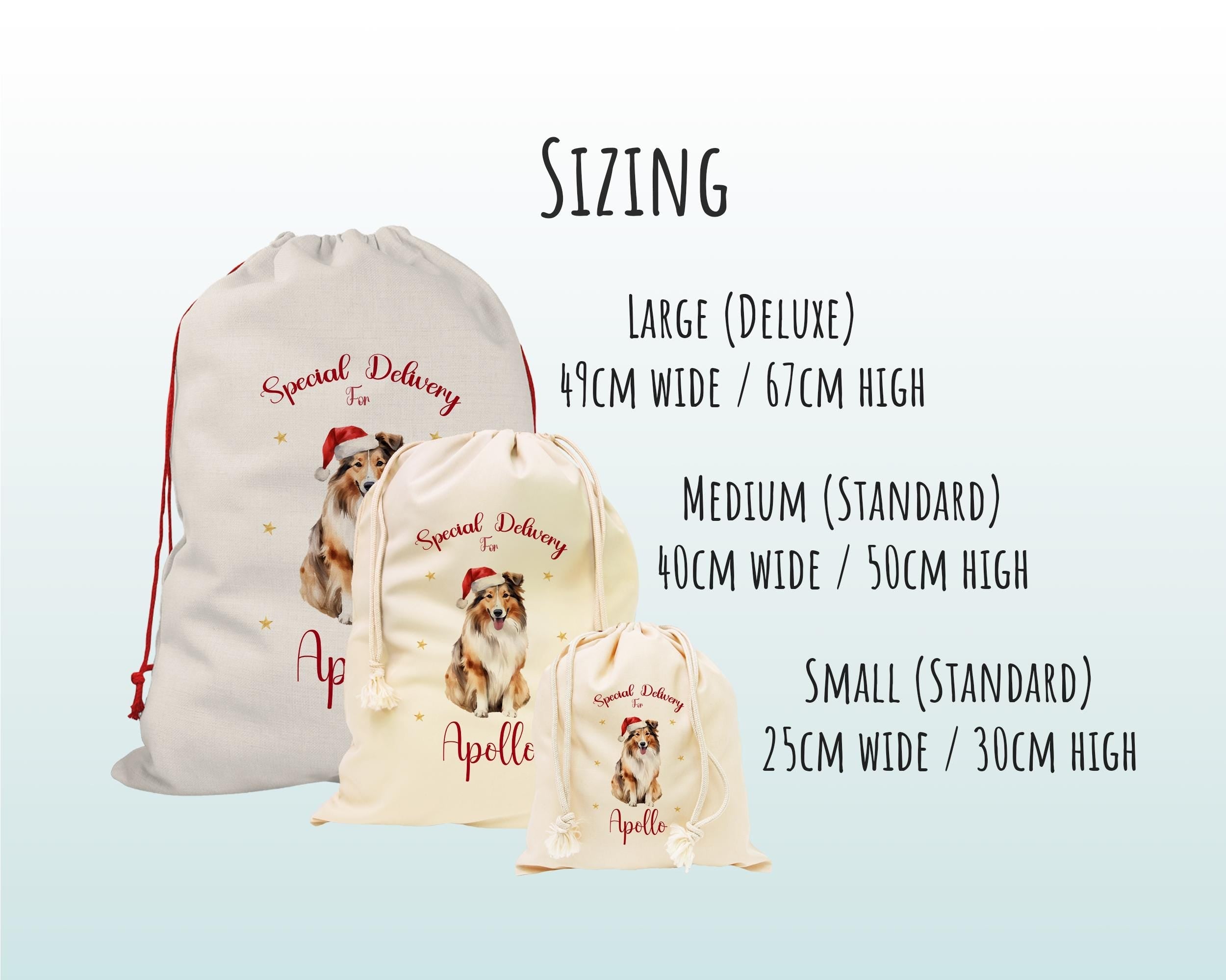 Personalised Shetland Sheepdog Sheltie Large Christmas Sack Drawstring Bag for Xmas Presents Christmas Eve Bag Box Decoration for Dogs XS146
