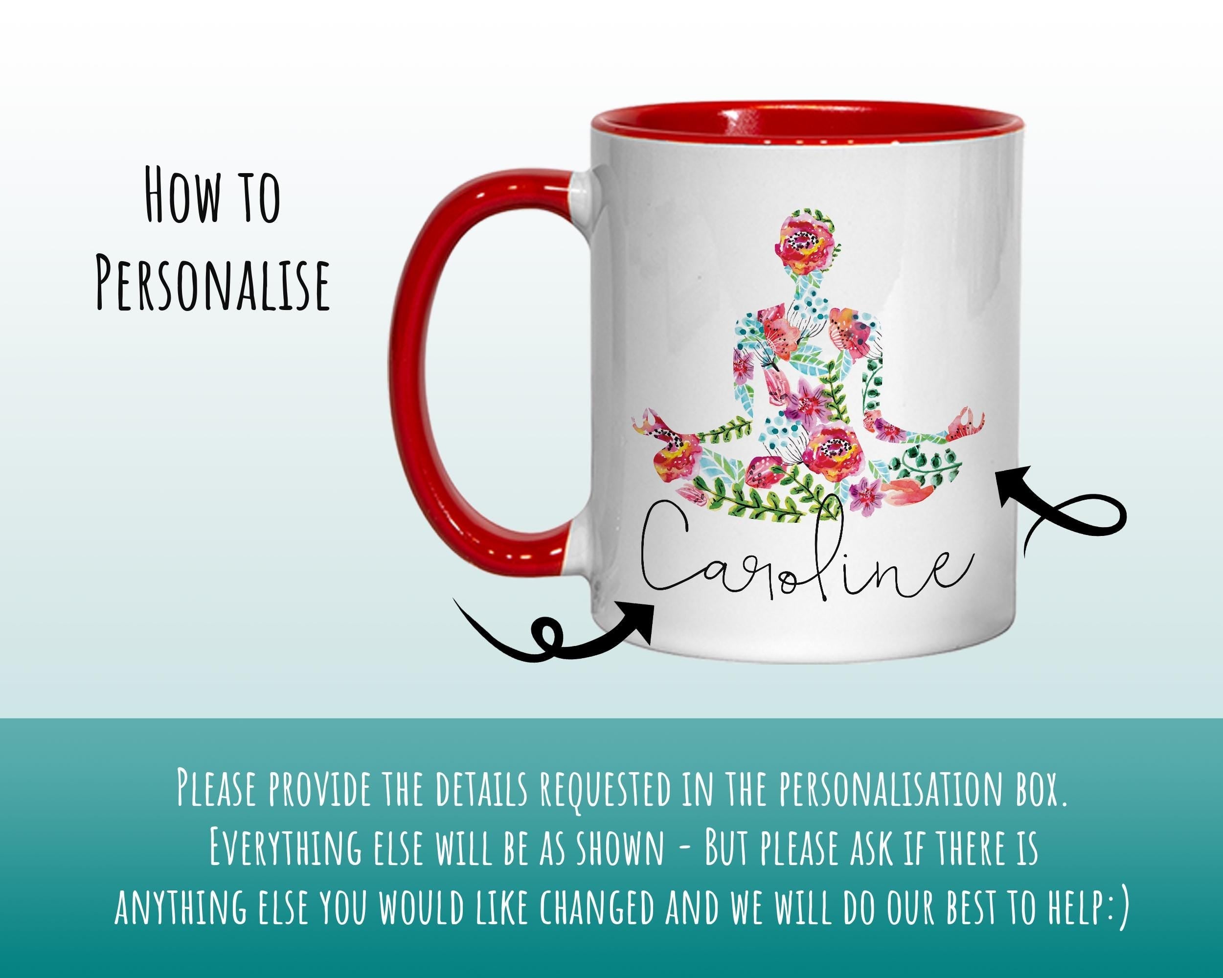 Personalised Yoga Mug Gift - Great Gift for Yoga Lovers and Yoga Instructors - Watercolour Yoga Design Mug & Coaster - Gifts for Her MGZ049
