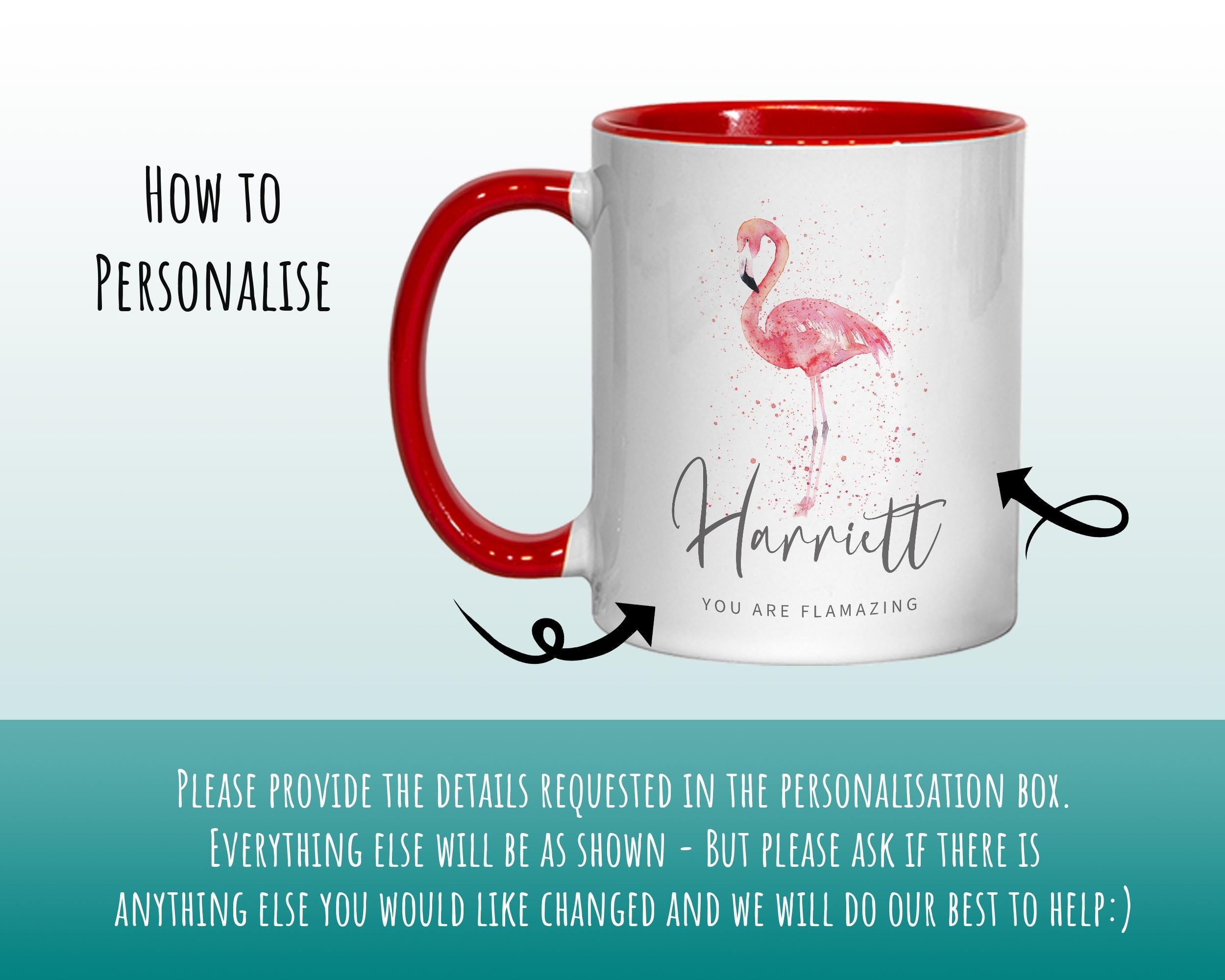 Personalised Flamingo Mug Gift - Great Gift for Animal Lovers Mug & Coaster - You Are Flamazing - Gifts for Her Watercolour Design MGZ422