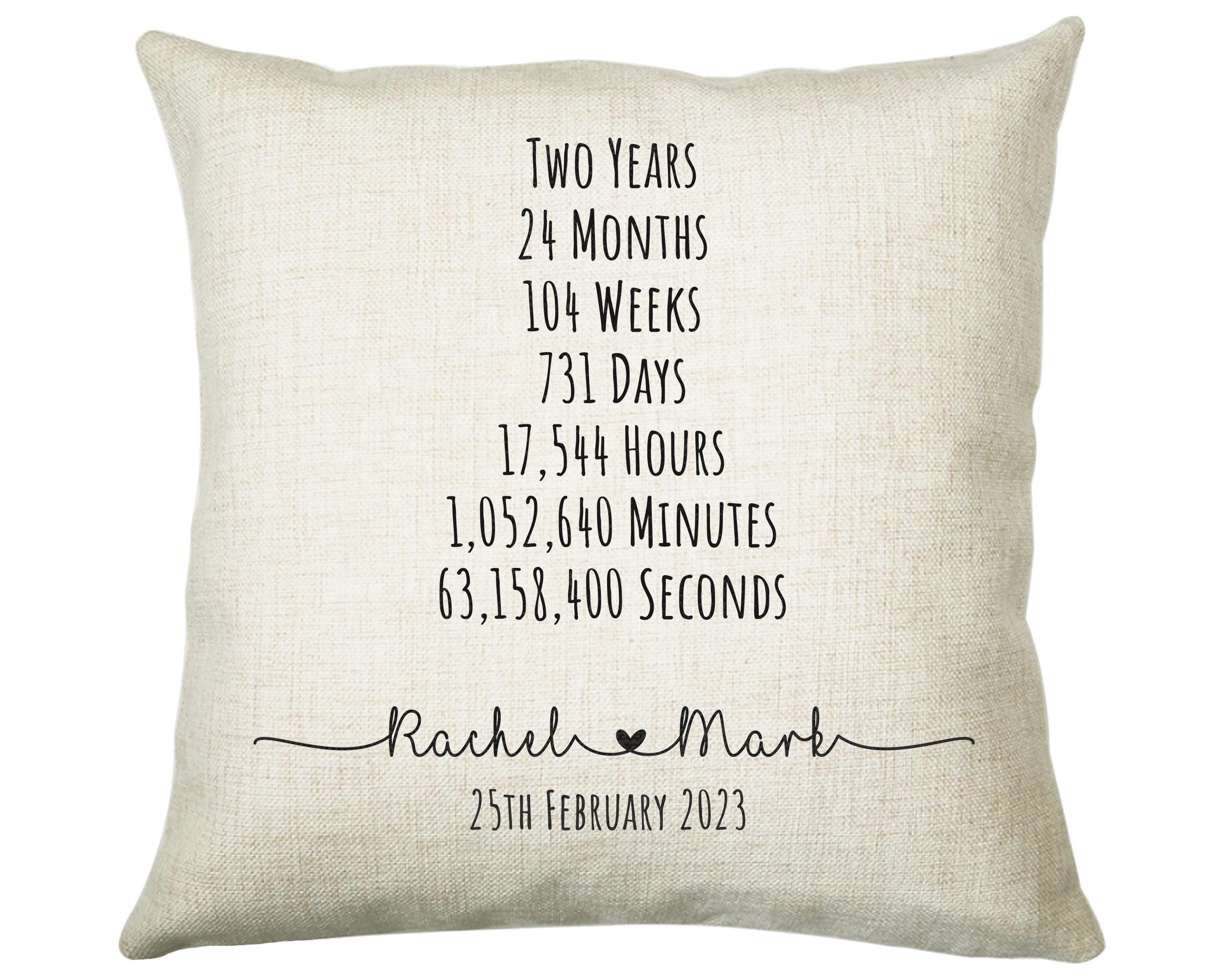 Personalised 2nd Anniversary Cotton Gift Cushion Two Years Custom Design Gift Valentines Present - Wedding Cushion Pillow Gift CS326