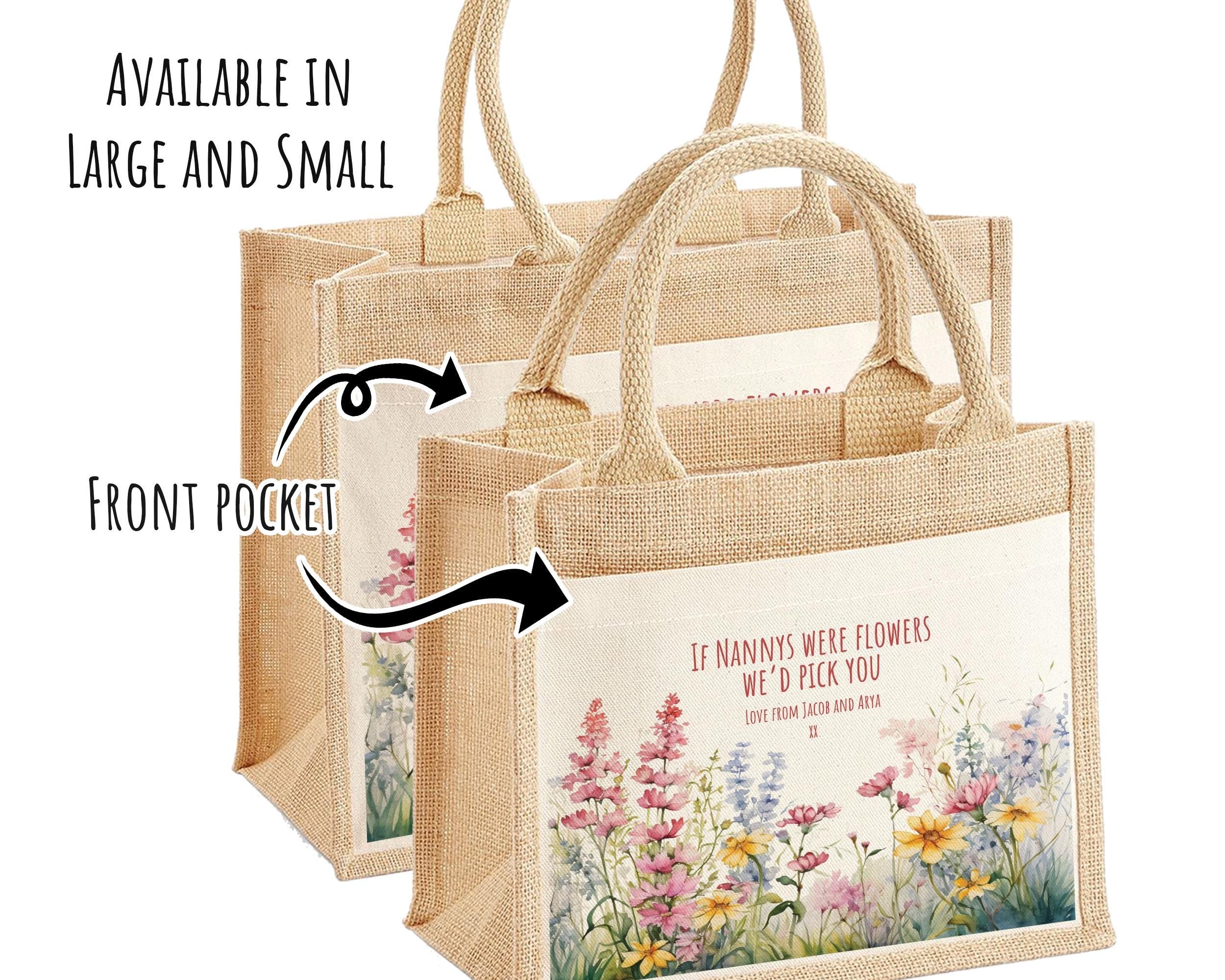 Nanny Gift Personalised Jute Bag - If Nannys Were Flowers Tote Bag Gift for Grandma Nan - Custom Shopping Market Bag - Nans Birthday BT004