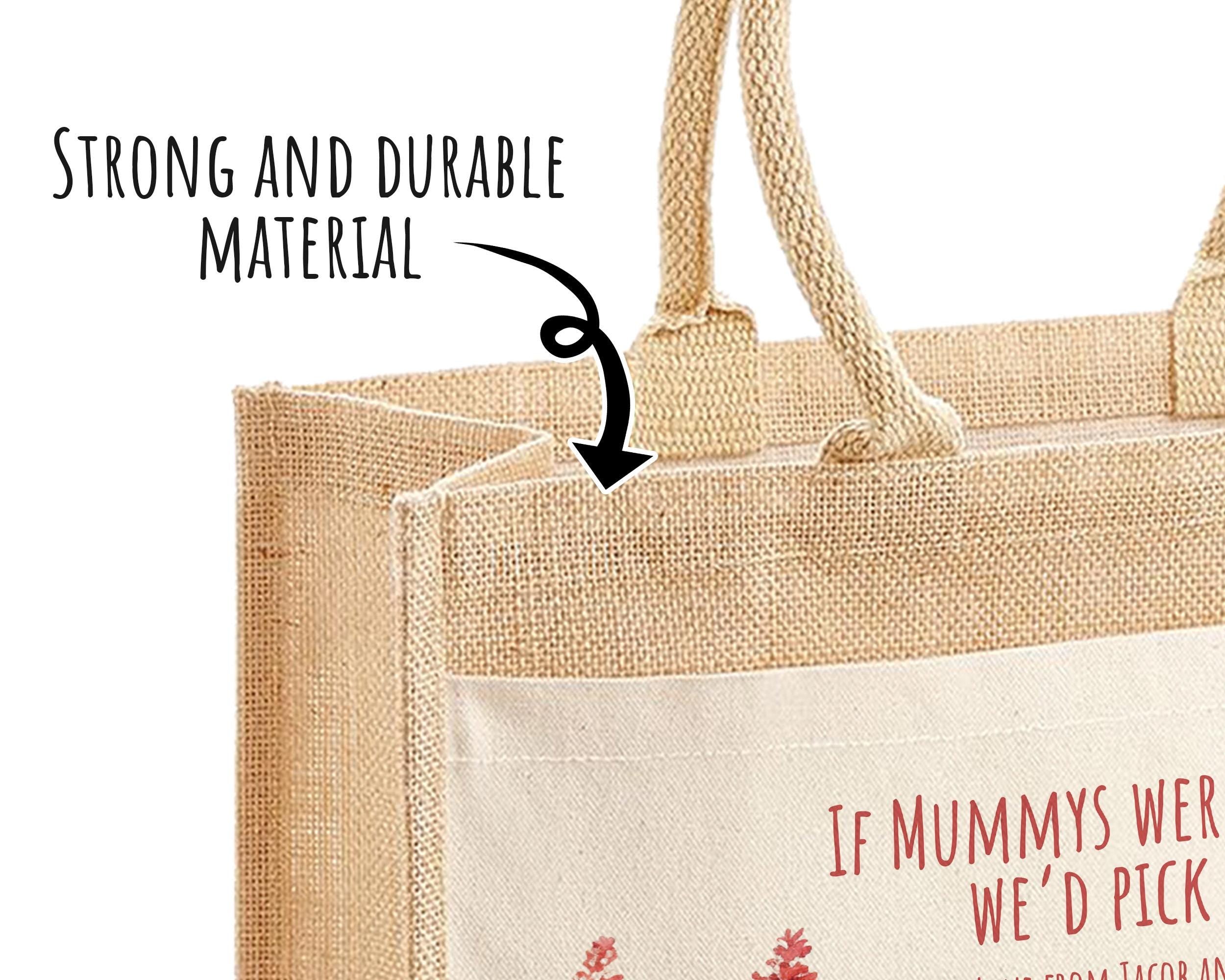 Mummy Gift Personalised Jute Bag - Mothers Day Gift Floral Tote Bag Gift for Mum Mama - Custom Shopping Market Bag - Mummy Bag BT004