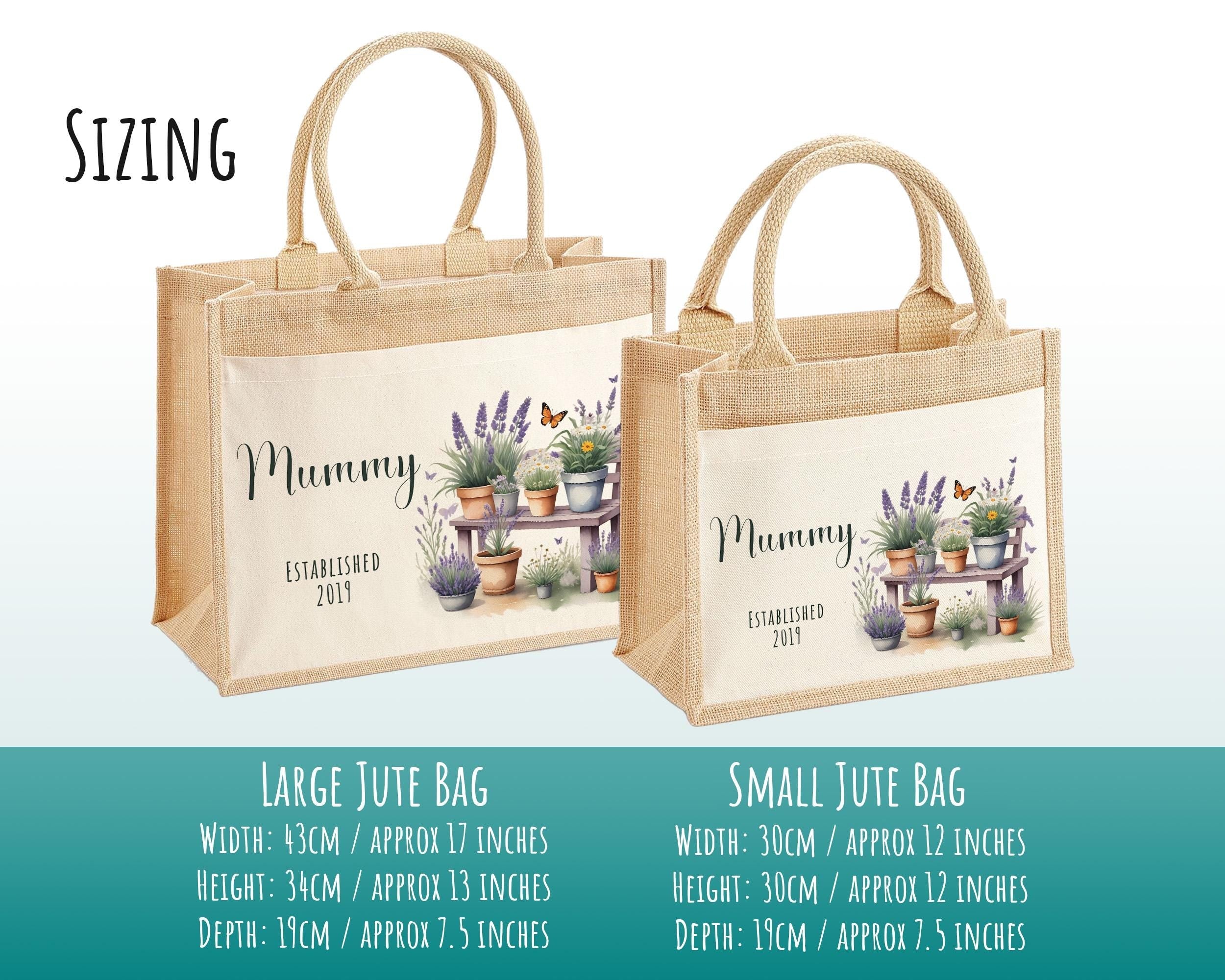 Mummy Gift Personalised Jute Bag - Mothers Day Gift Floral Tote Bag Gift for Mum Mama - Custom Shopping Market Bag - Mummy Bag BT010