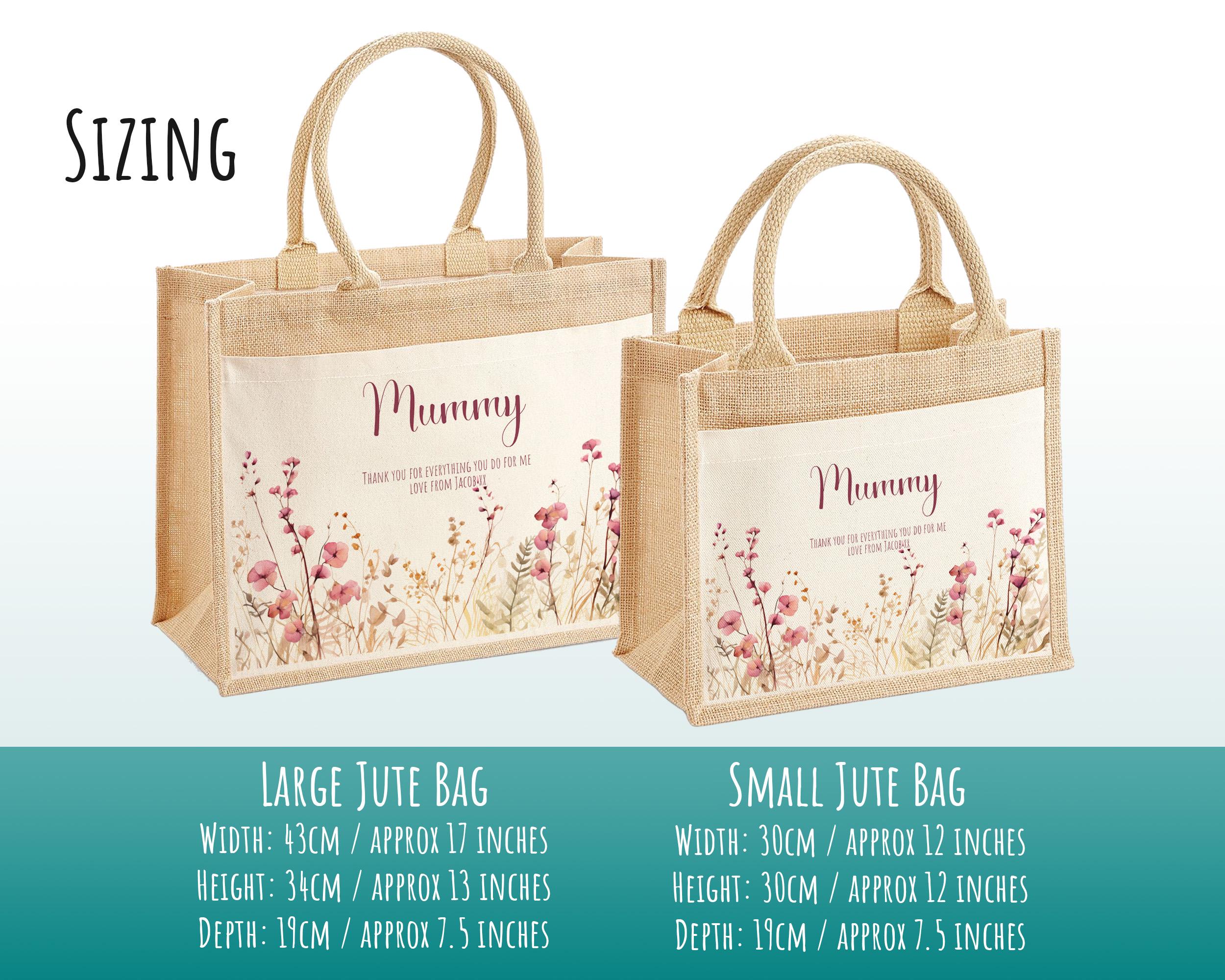 Mummy Gift Personalised Jute Bag - Mothers Day Gift Floral Tote Bag Gift for Mum Mama - Custom Shopping Market Bag - Mummy Bag BT003