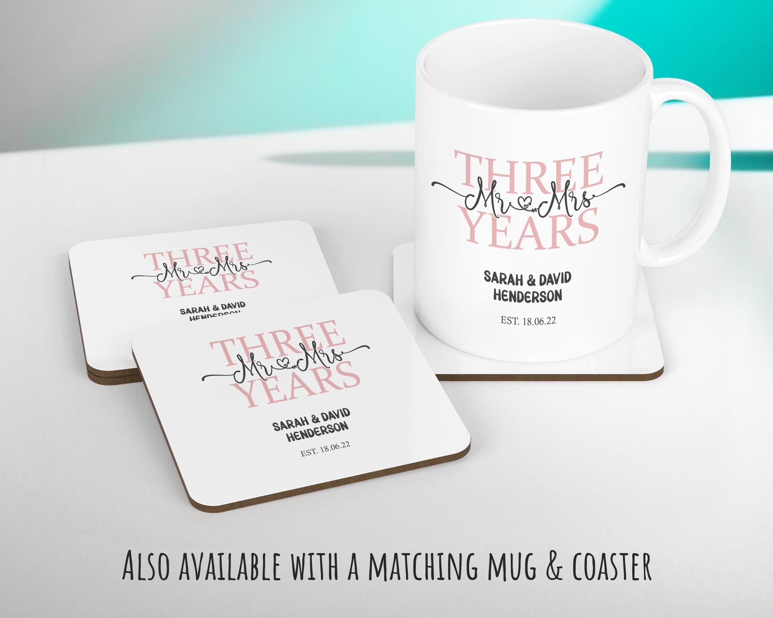 3rd Wedding Anniversary Gift for Him for Her - Third Cotton Anniversary Gift Cushion Personalised with Names Date Mr and Mrs Married BNJ03C
