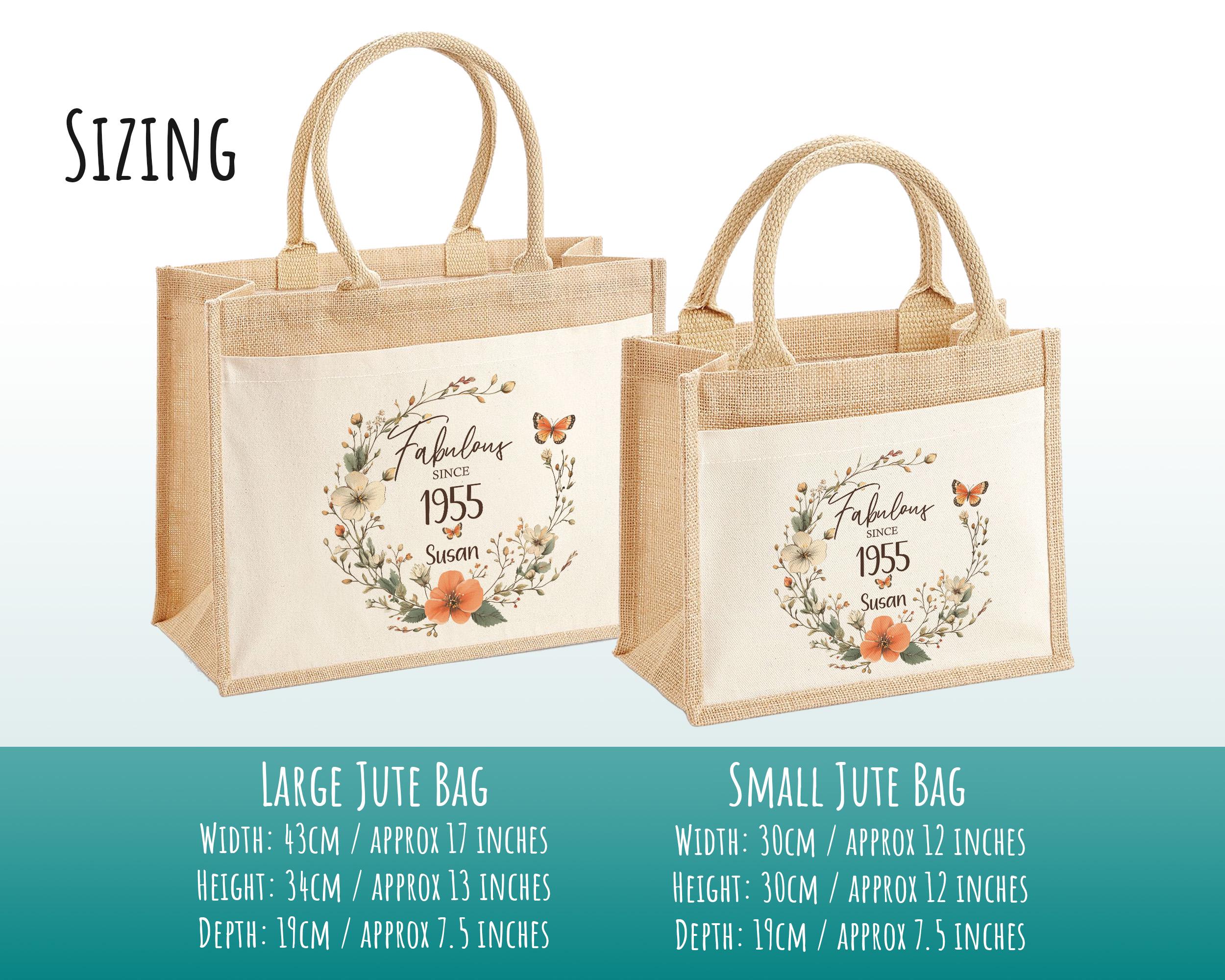 70th Birthday Gift For Women Personalised Jute Bag - Gift For Her Floral Tote Bag Gifts - Seventy 70 Fabulous Since 1955 Shopping Bag BNL70T