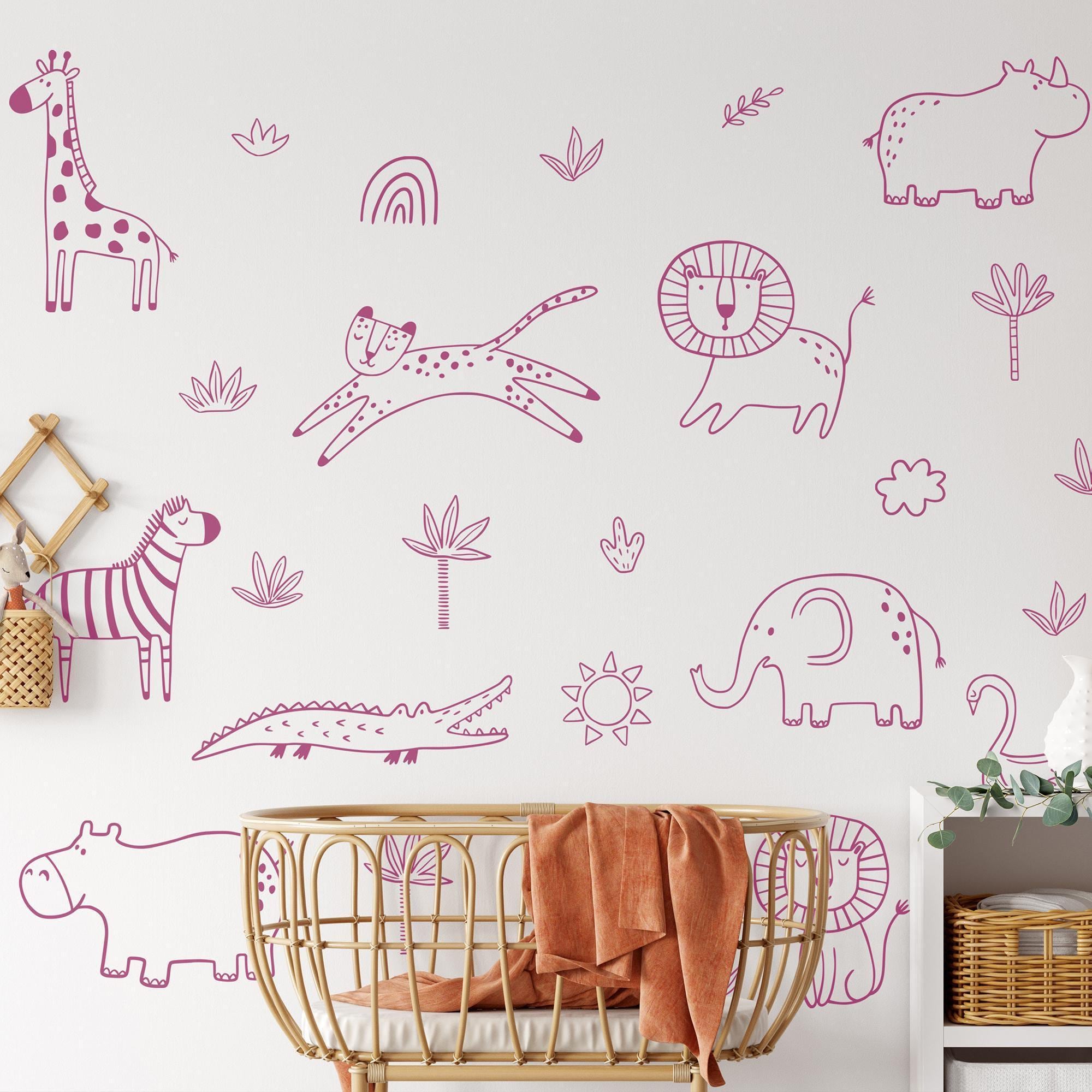 Jungle Animal Decals: Safari Nursery Decor, Removable Wall Art
