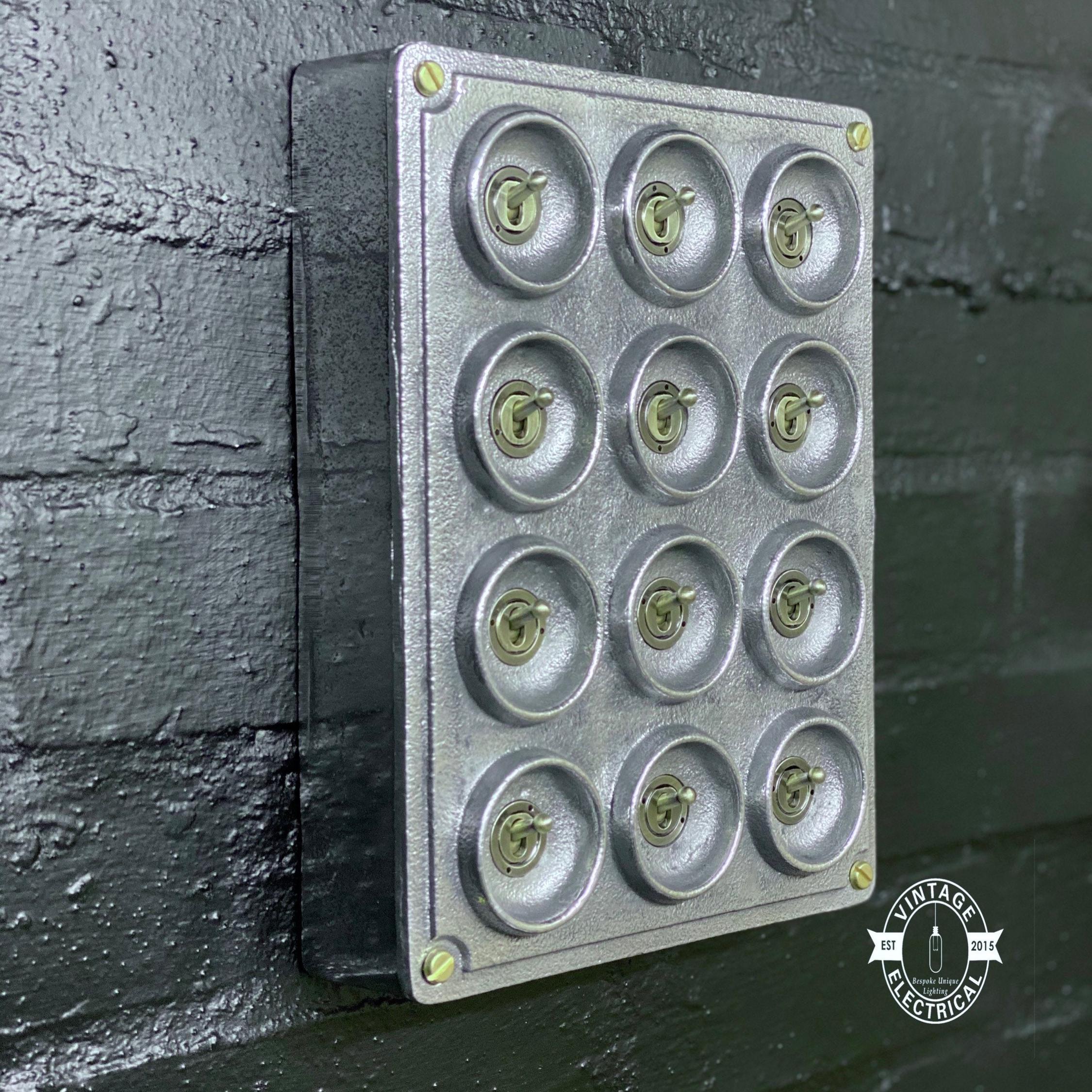12 Gang 2 Way Cast Aluminium Industrial Toggle Switch Light Panel