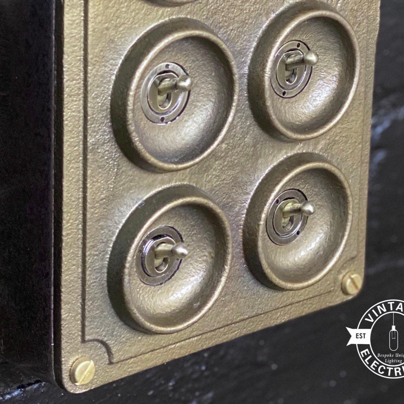 8 Gang 2 Way Bronze Solid Cast Metal Conduit Light Switch Industrial - BS EN Approved Vintage Crabtree 1950’s Style