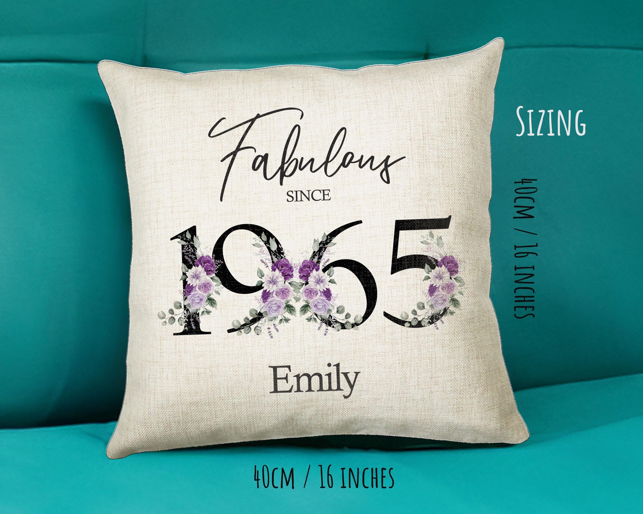 60th Birthday Gift for Women - Personalised 1965 Birthday Cushion Age 60 Gift for Her - Ladies Floral Age Design Mum Nan Gran Sixty BNP60C