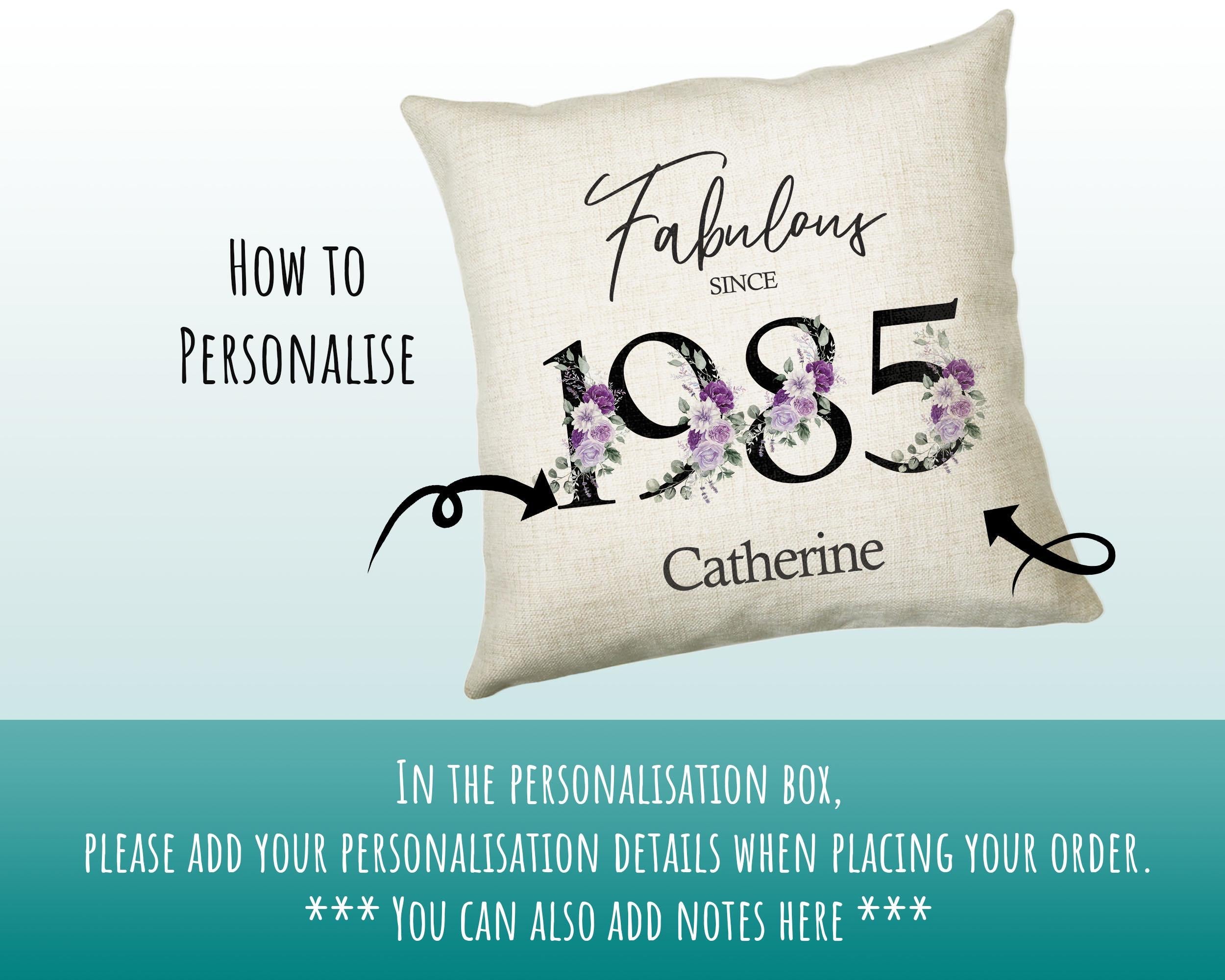 40th Birthday Gift for Women - Personalised 1985 Birthday Cushion Age 40 Gift for Her Ladies Floral Design Mum Daughter Sister Forty BNP40C