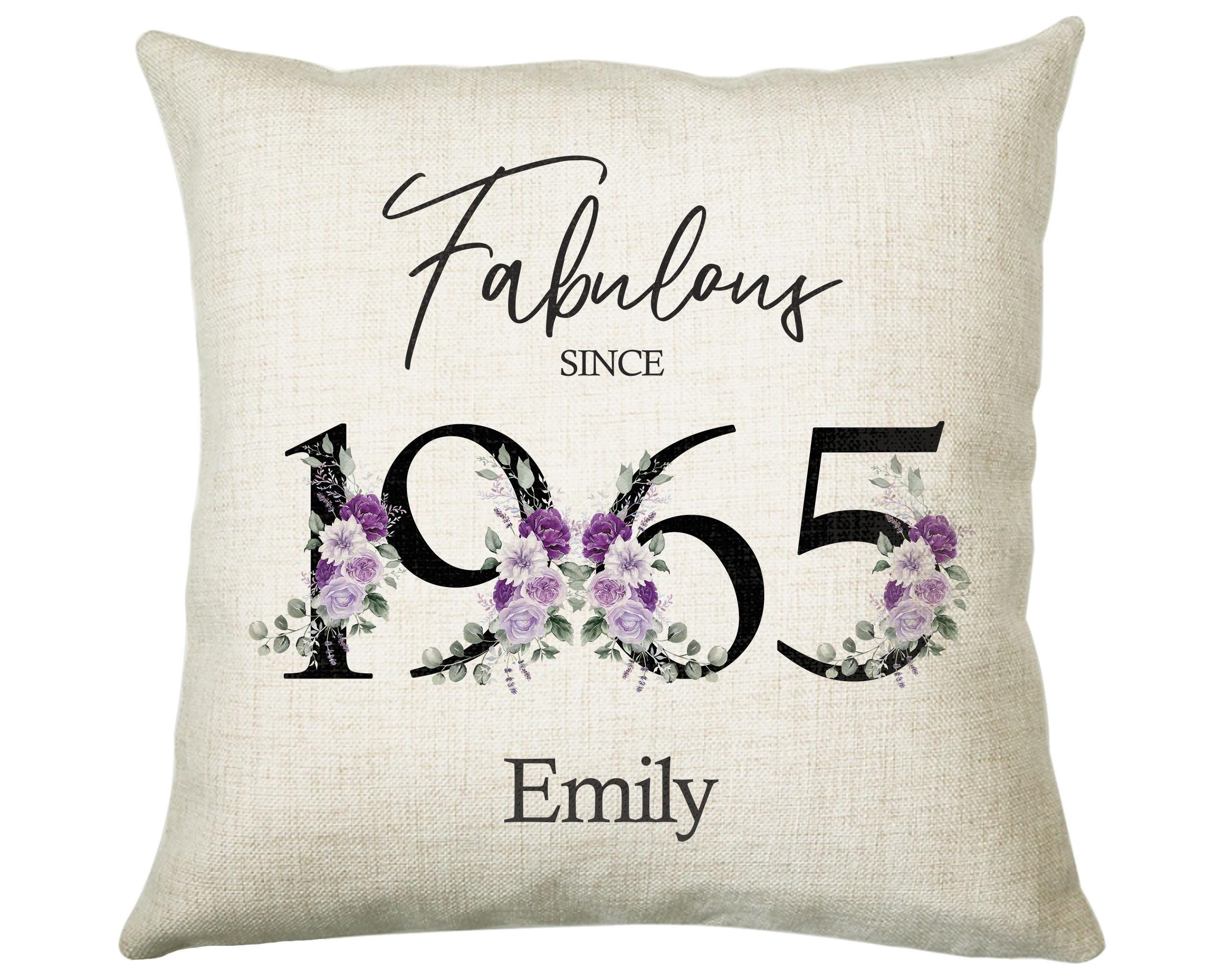 60th Birthday Gift for Women - Personalised 1965 Birthday Cushion Age 60 Gift for Her - Ladies Floral Age Design Mum Nan Gran Sixty BNP60C