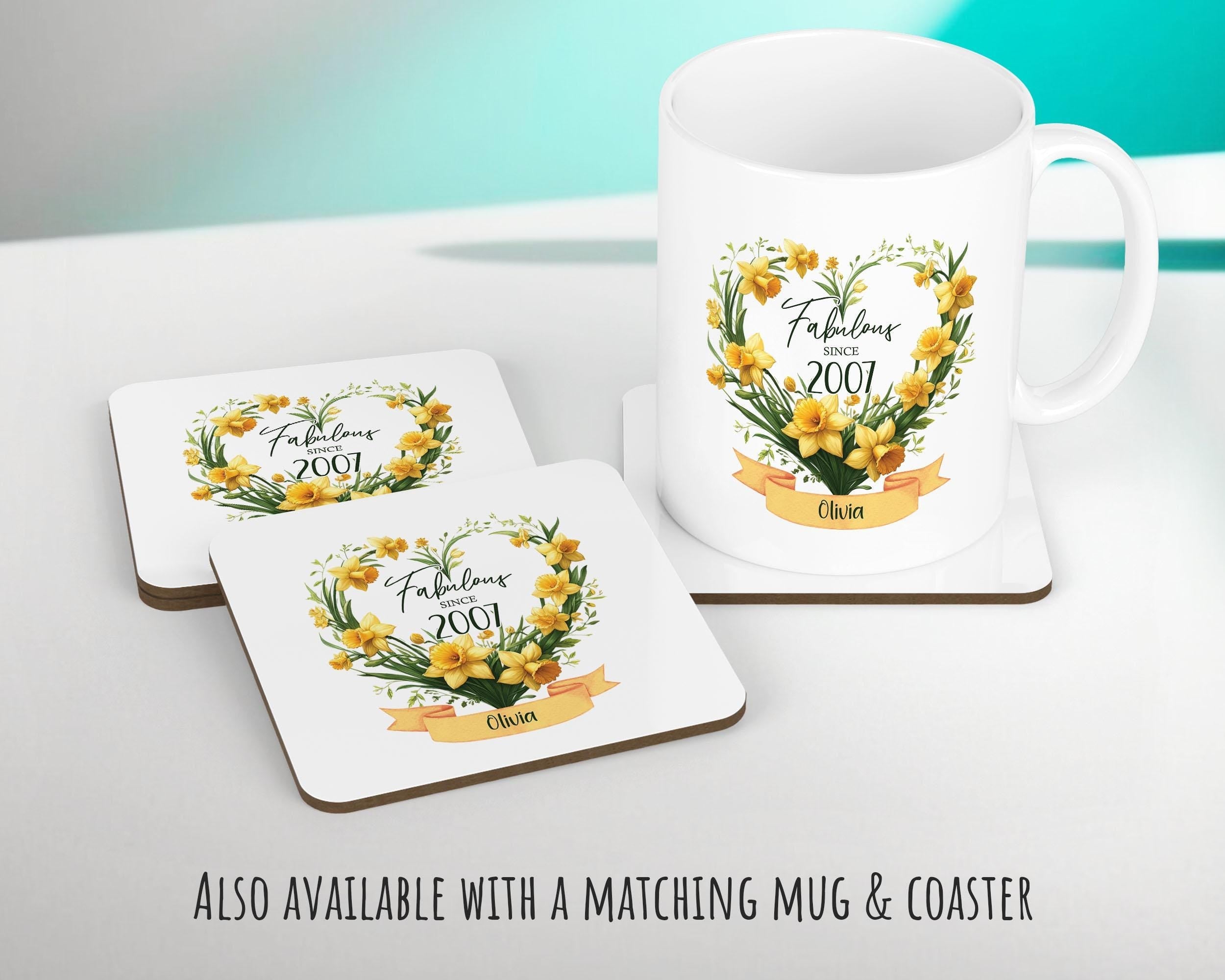 18th Birthday Gift for Women - Personalised 2007 Birthday Cushion Age 18 Gift for Her Floral Daffodil Design Daughter Sister Eighteen BNR18C