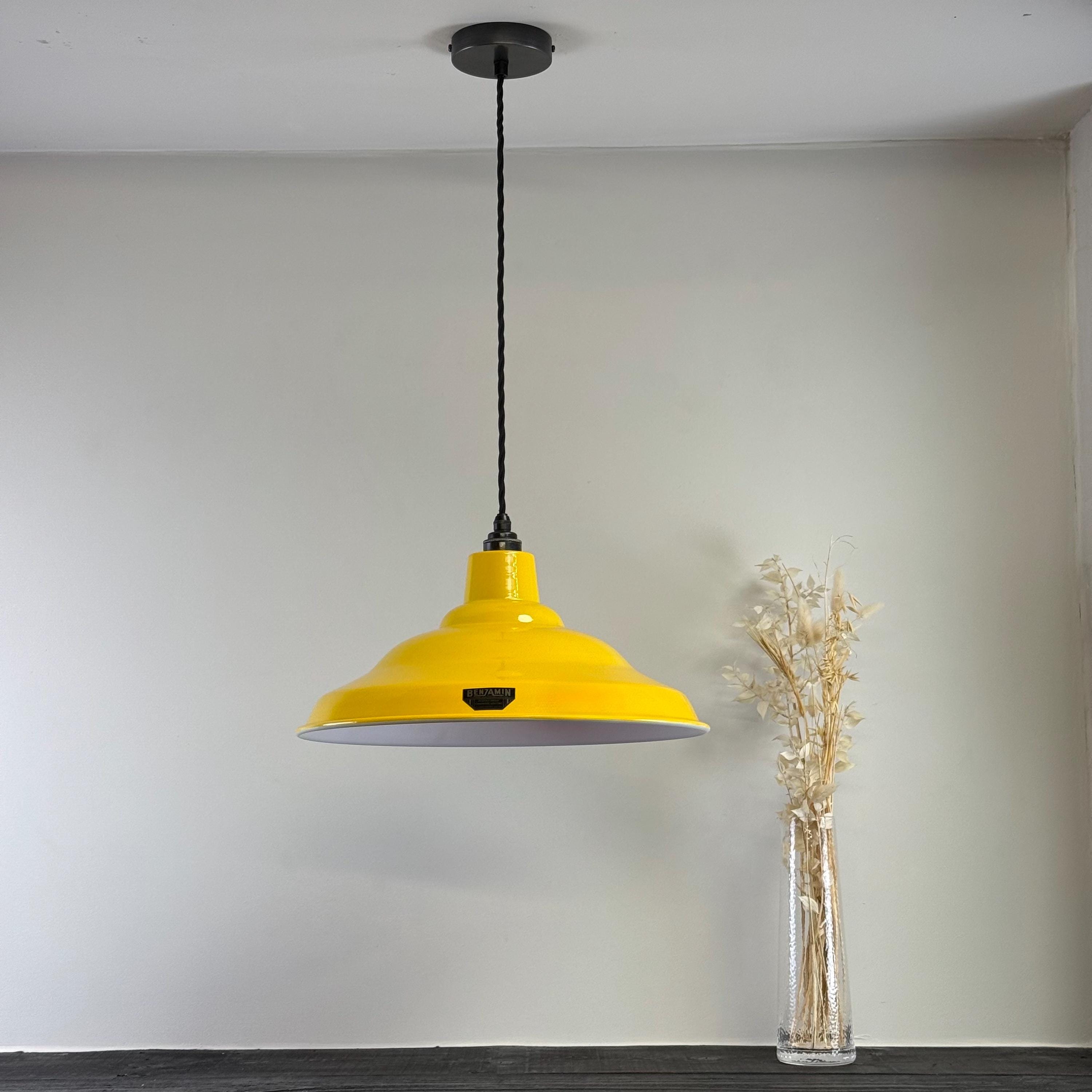 Bawsey ~ Summer Yellow Lampshade Pendant Set Light *Factory Second* ~ 16 Inch