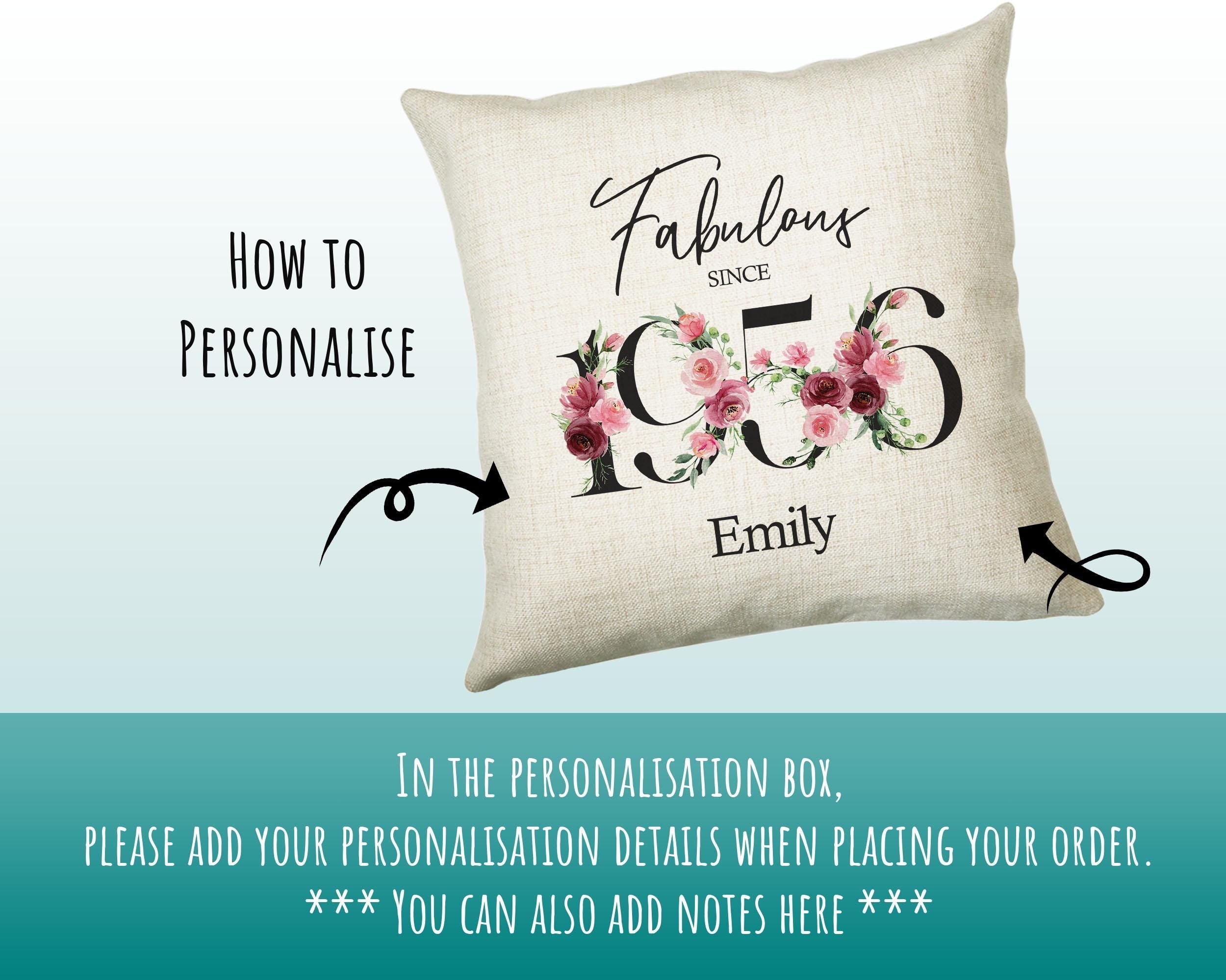70th Birthday Gift for Women - Personalised 1956 Birthday Cushion Age 70 Gift for Her - Ladies Floral Design Mum Nan Gran Seventy BNC70C