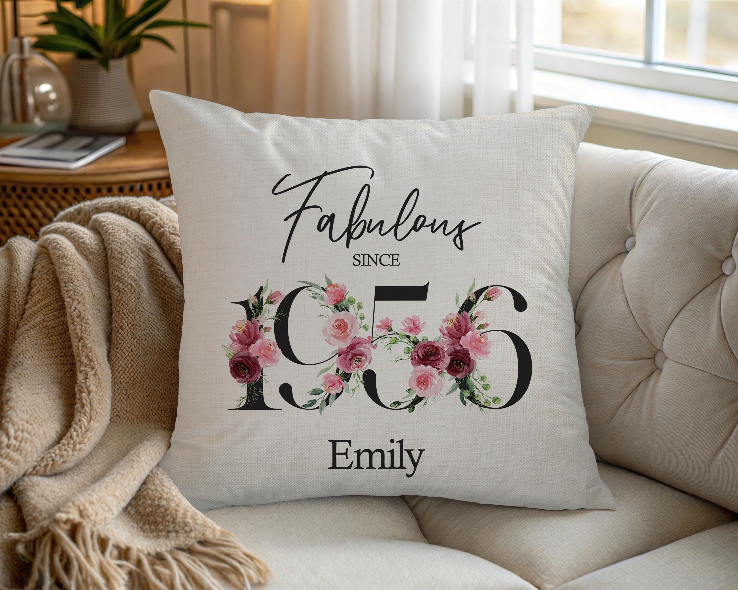 70th Birthday Gift for Women - Personalised 1956 Birthday Cushion Age 70 Gift for Her - Ladies Floral Design Mum Nan Gran Seventy BNC70C