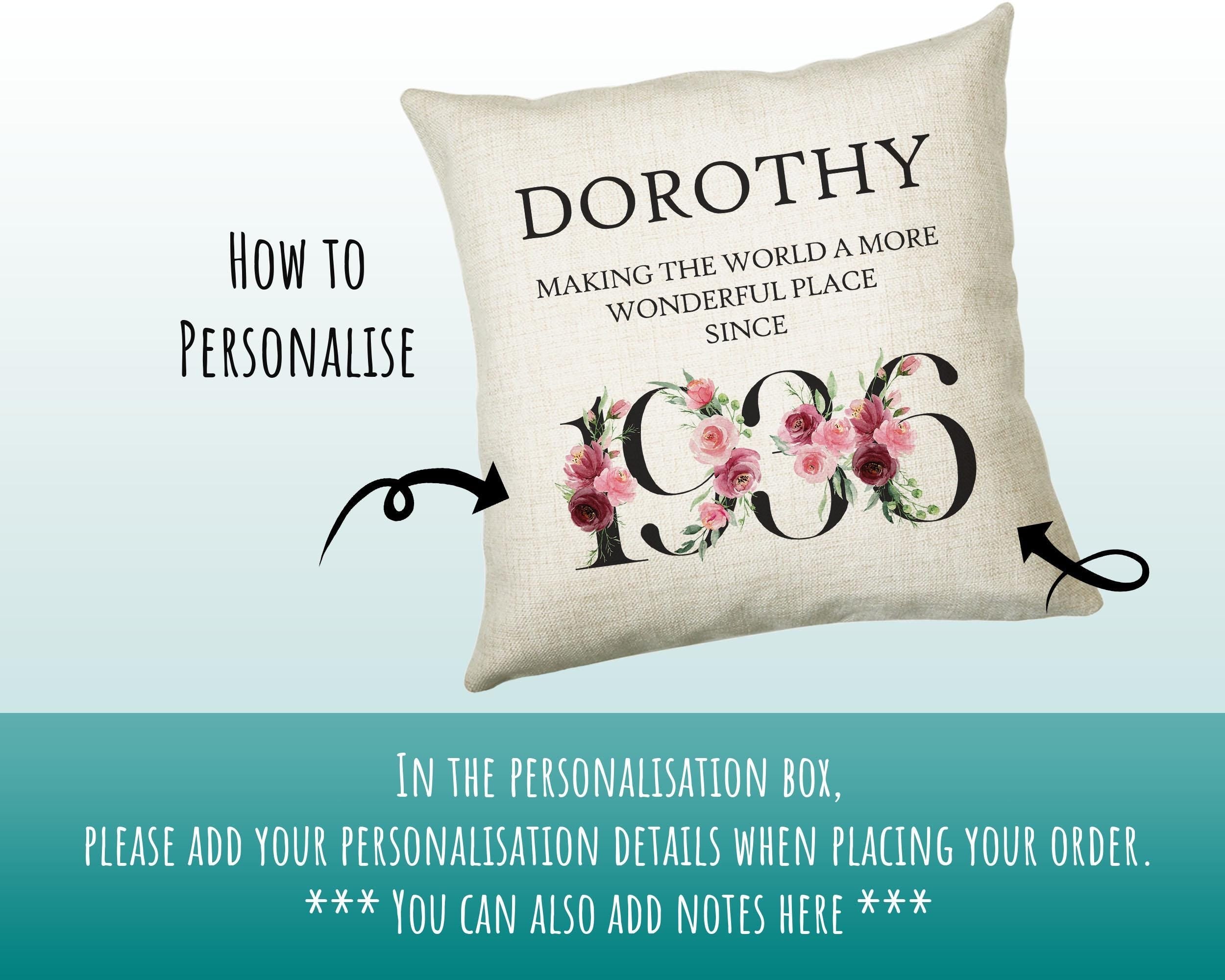90th Birthday Gift for Women - Personalised 1936 Birthday Cushion Age 90 Gift for Her - Ladies Floral Age Design Mum Nan Gran Ninety BND90C