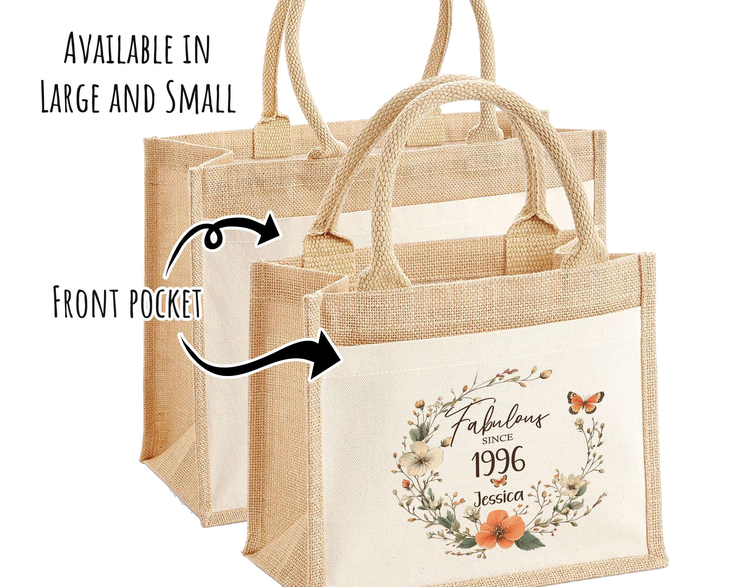 30th Birthday Gift For Her Personalised Jute Bag - Gift For Women Floral Tote Bag Gifts - Thirty 30 Fabulous Since 1996 Shopping Bag BNL30T