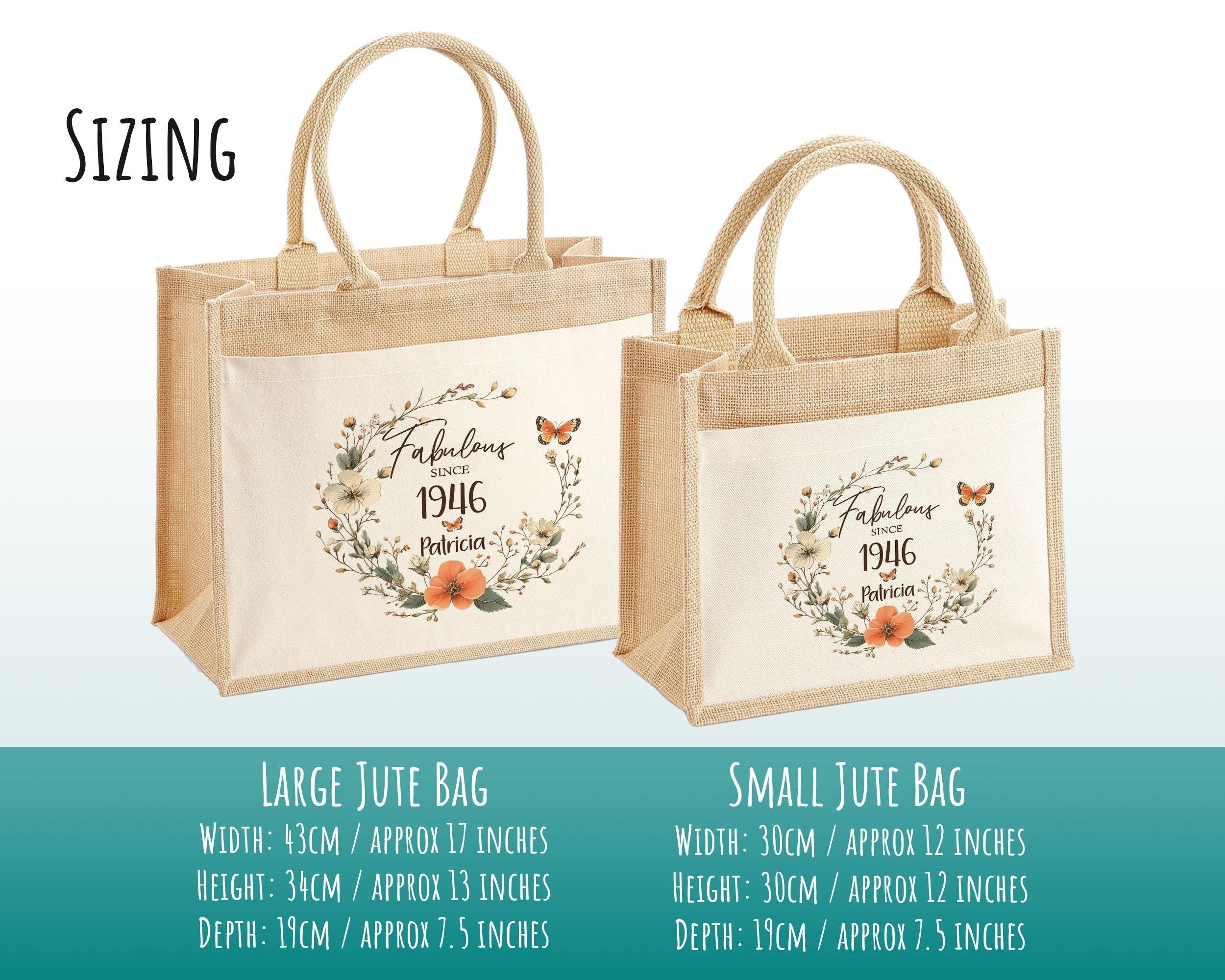80th Birthday Gift For Women Personalised Jute Bag - Gift For Her Floral Tote Bag Gifts - Eighty 80 Fabulous Since 1946 Shopping Bag BNL80T