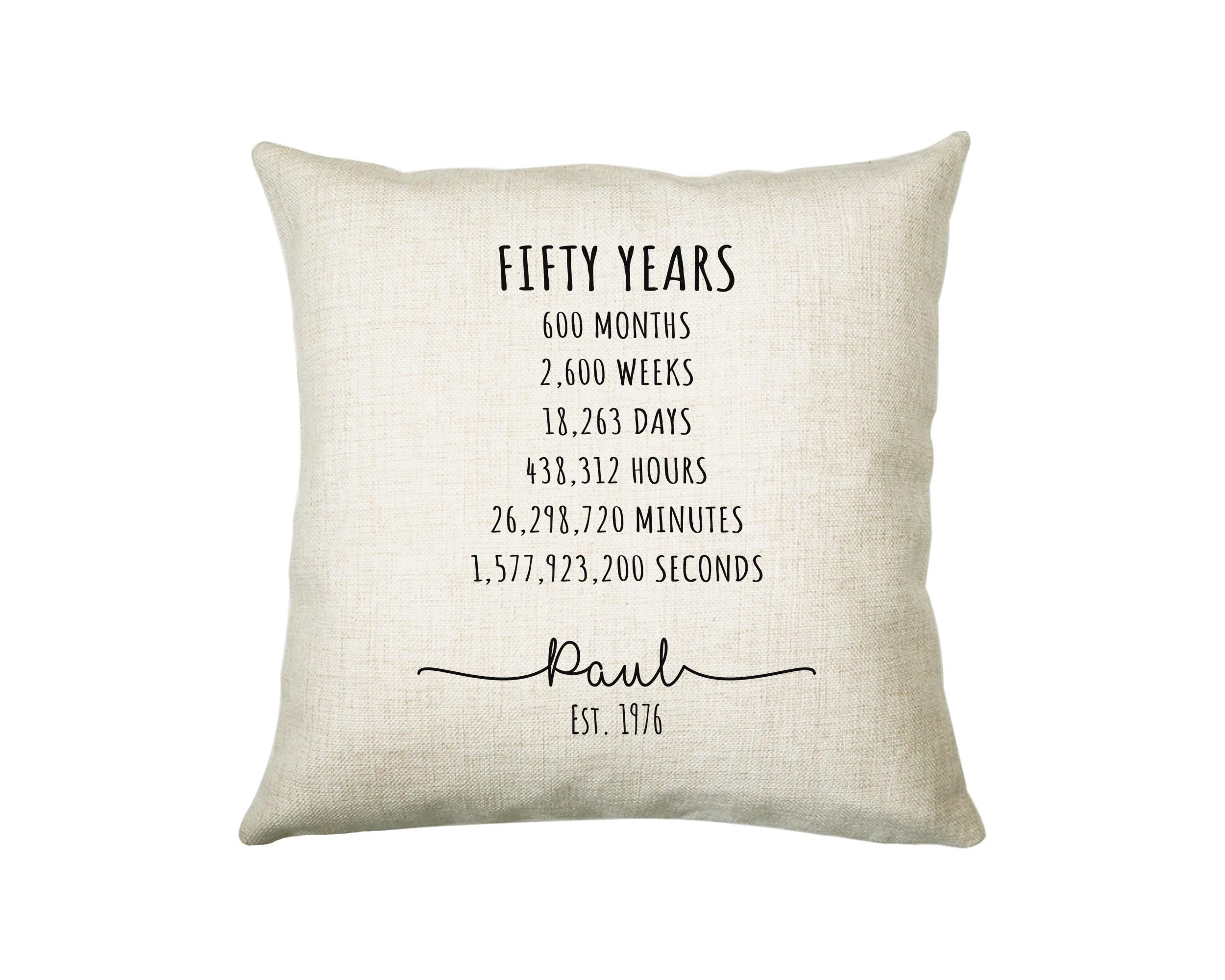 50th Birthday Gift for Men - Personalised Birthday Cushion Age 50 Gift for Him Mens Years Months Weeks Design Son Brother Fifty 1976 BNE50C