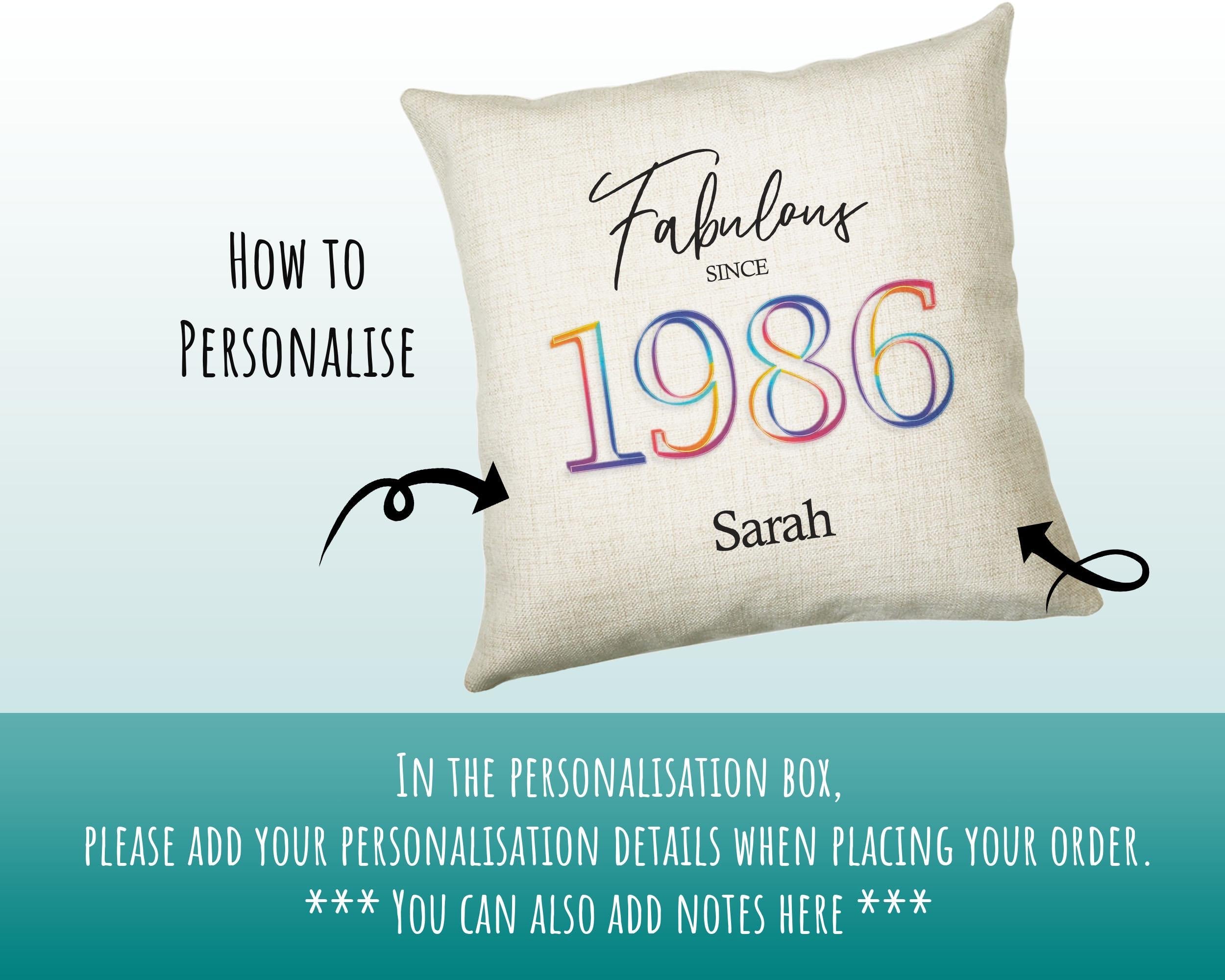 40th Birthday Gift for Women - Personalised 1986 Birthday Cushion Age 40 Gift for Her Ladies Floral Design Mum Daughter Sister Forty BNN40C
