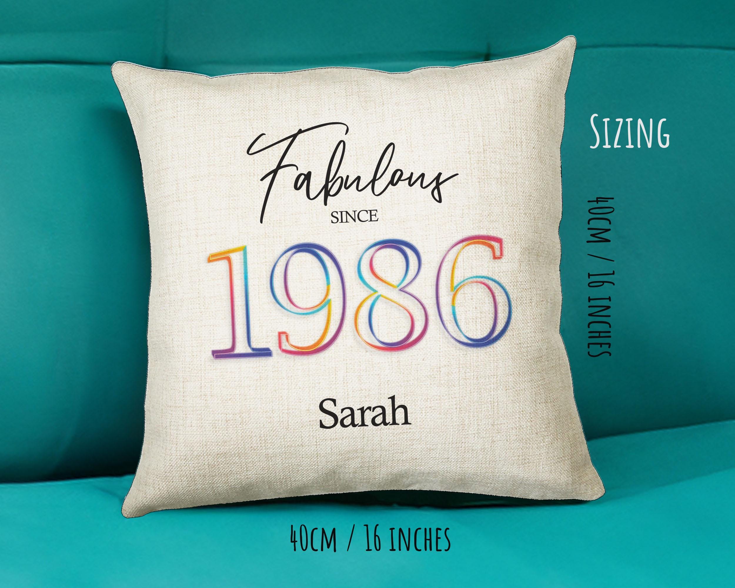 40th Birthday Gift for Women - Personalised 1986 Birthday Cushion Age 40 Gift for Her Ladies Floral Design Mum Daughter Sister Forty BNN40C