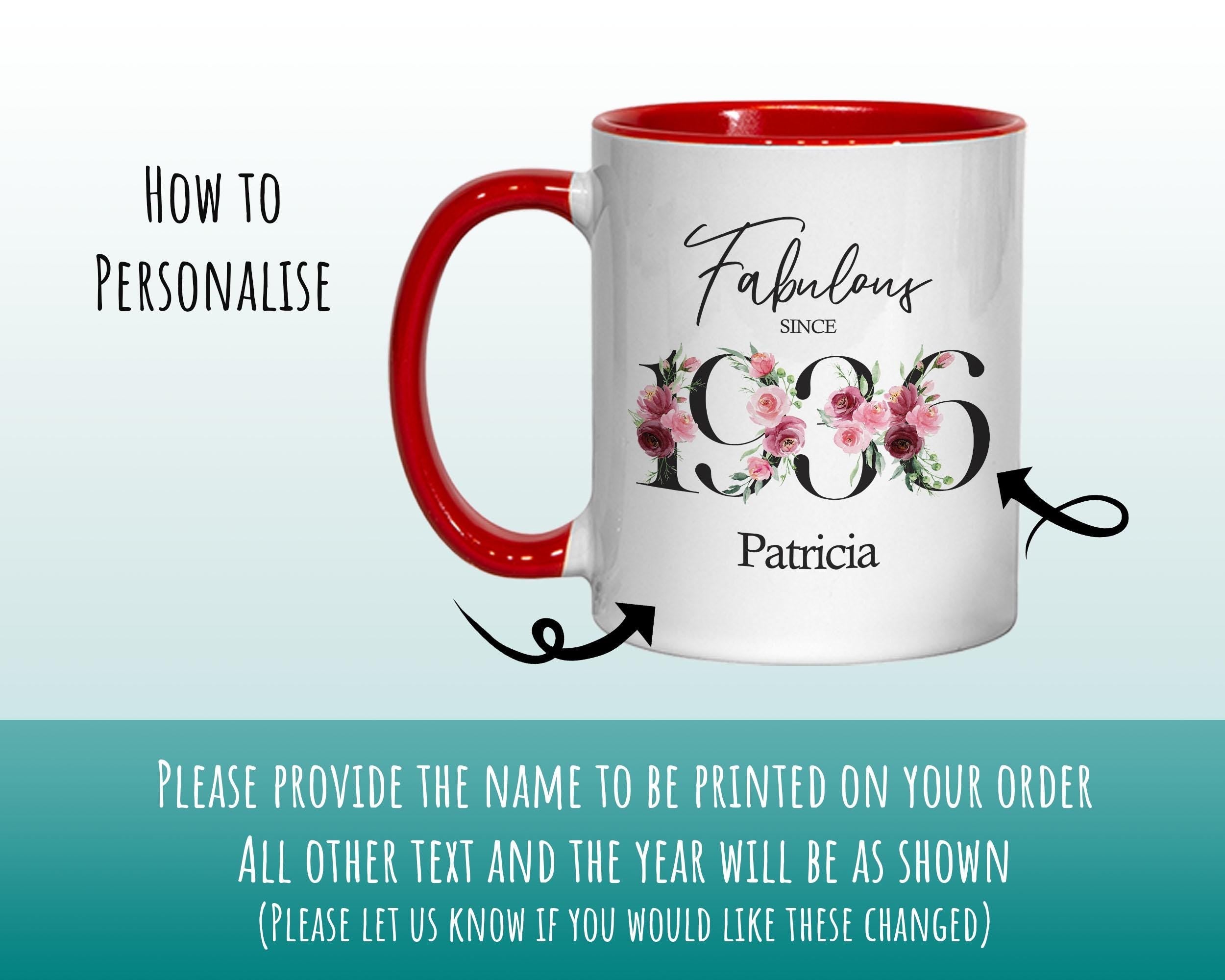 90th Birthday Gift for Women - Fabulous Since 1936 Personalised Coffee Mug Coaster 90 Gift for Her - Ladies Floral Design Nan Gran BNC90M