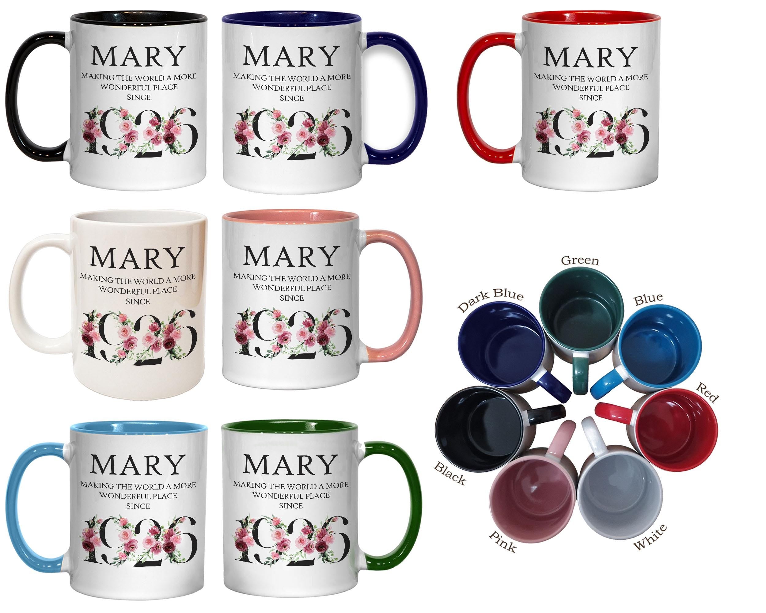 100th Birthday Gift for Women - Wonderful Since 1926 Personalised Coffee Mug Coaster 100 Gift for Her Ladies Floral Design Nan Gran BND100M