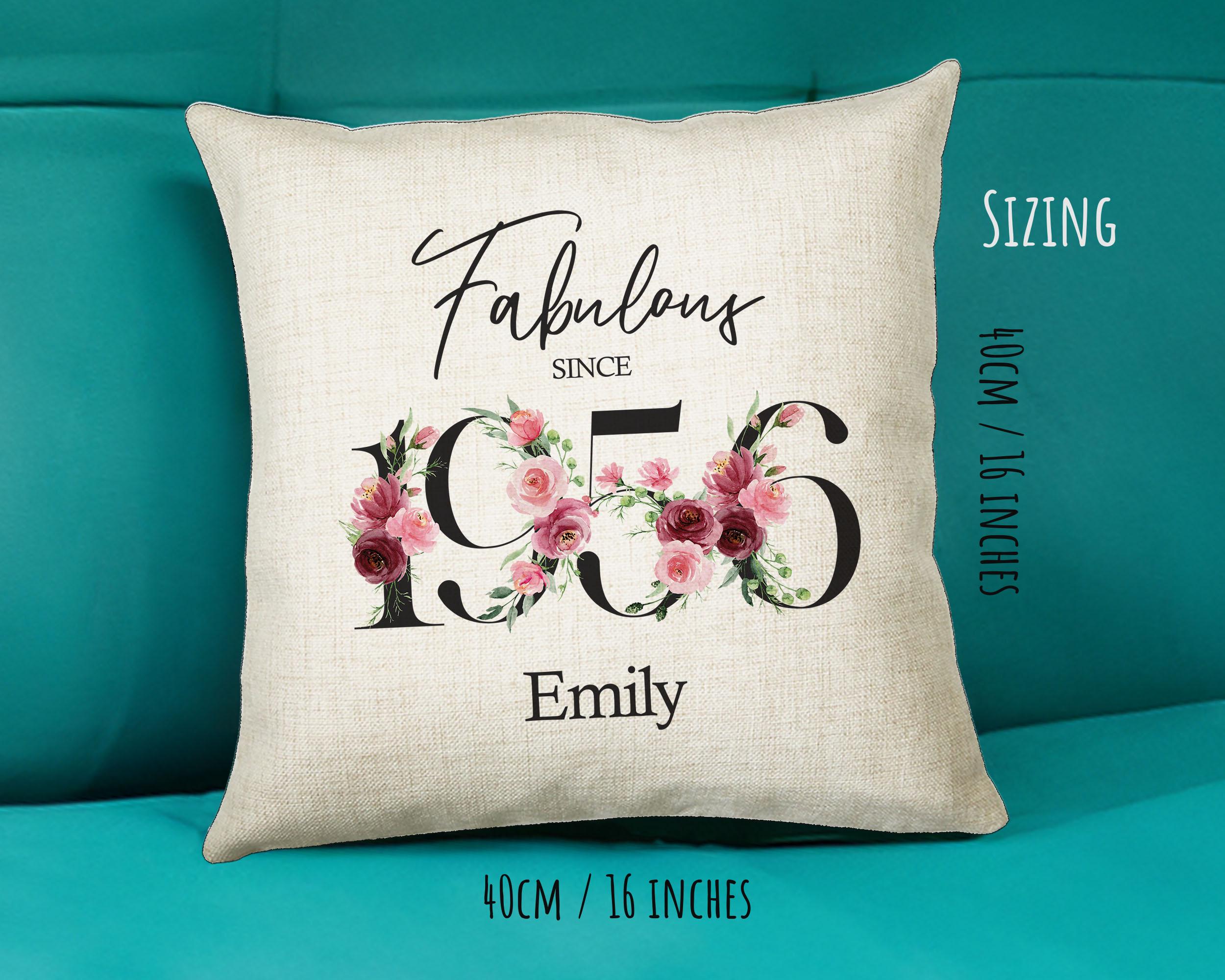 70th Birthday Gift for Women - Personalised 1956 Birthday Cushion Age 70 Gift for Her - Ladies Floral Design Mum Nan Gran Seventy BNC70C