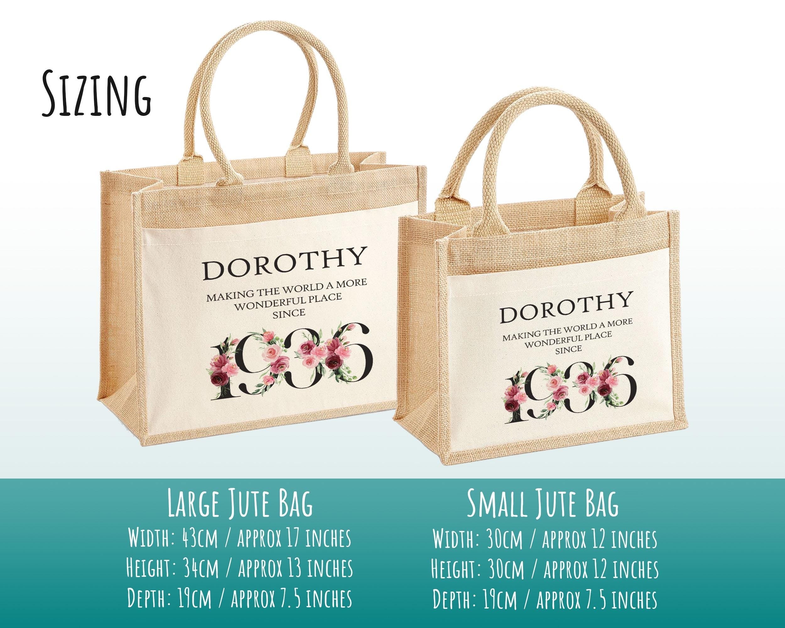 90th Birthday Gift For Women Personalised Jute Bag - Gift For Her Floral Tote Bag Gifts - Ninety 90 Wonderful Since 1936 Shopping Bag BND90T