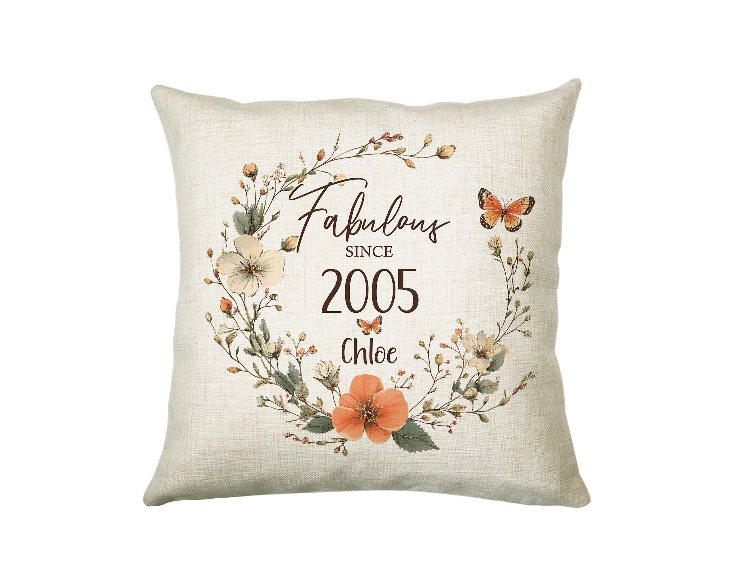 21st Birthday Gift for Women - Personalised 2005 Birthday Cushion Age 21 Gift for Her Lady Floral Design Daughter Sister Twenty One BNL21C