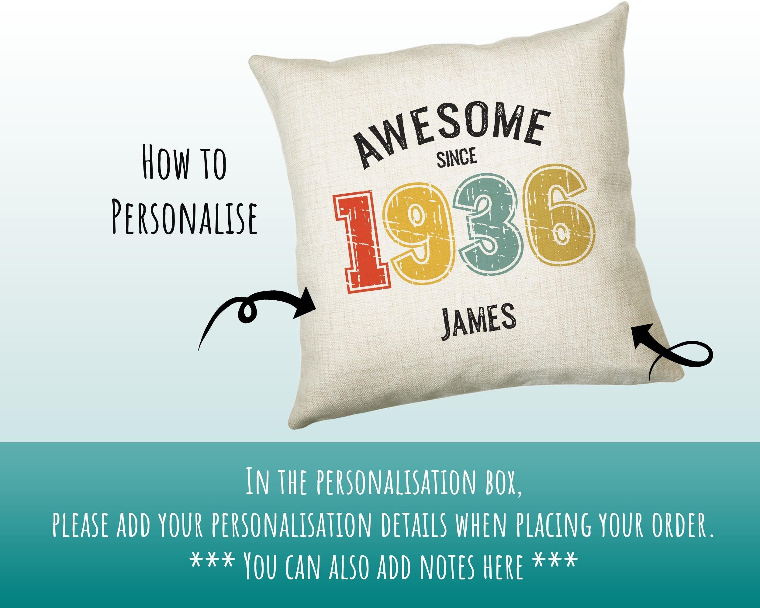 90th Birthday Gift for Men - Personalised Birthday Cushion Age 90 Gift for Him Custom Retro Vintage Number Design Dad Grandad Ninety BNG90C