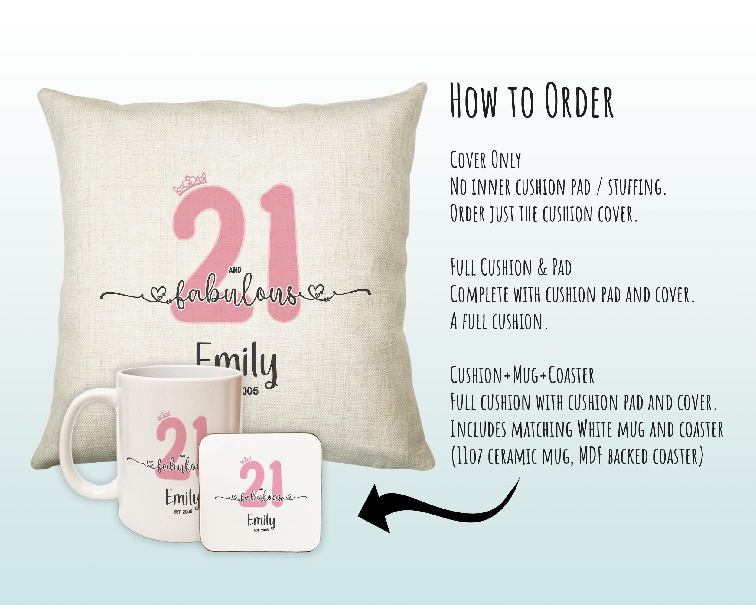 21st Birthday Gift for Women 21 and Fabulous Est 2005 Personalised Birthday Cushion Gift for Her Ladies Pink Design Grand Daughter BNH21C