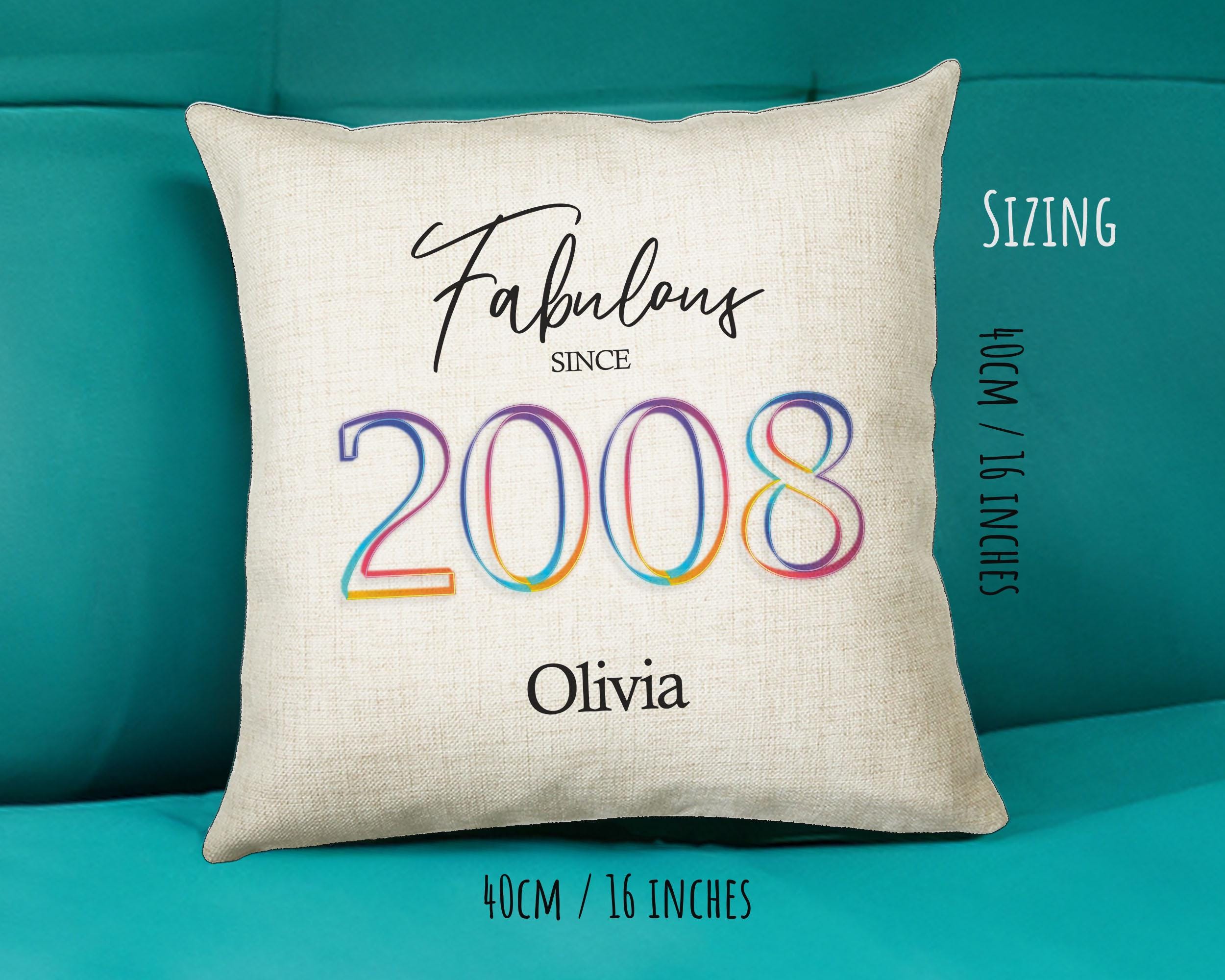 18th Birthday Gift for Women - Personalised 2008 Birthday Cushion Age 18 Gift for Her Ladies Floral Design Daughter Sister Eighteen BNN18C