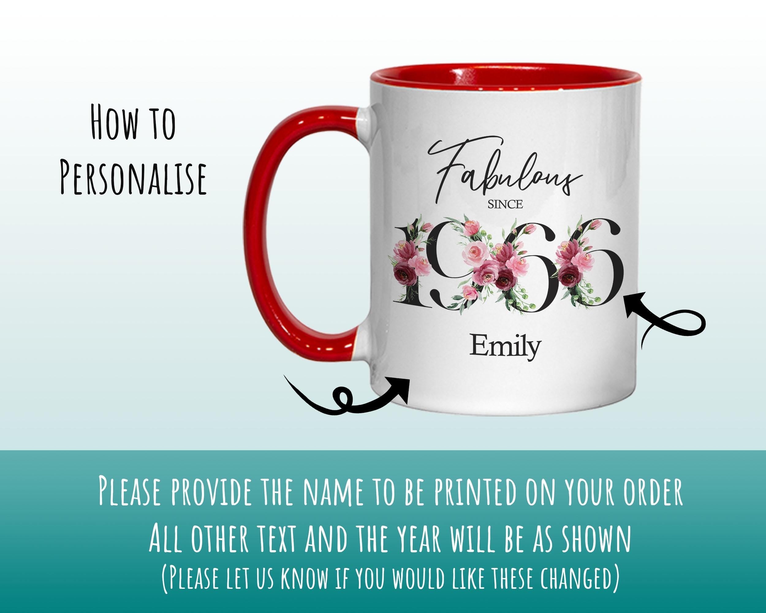 60th Birthday Gift for Women - Fabulous Since 1966 Personalised Coffee Mug Coaster Age 60 Gift for Her - Ladies Floral Design Mum BNC60M