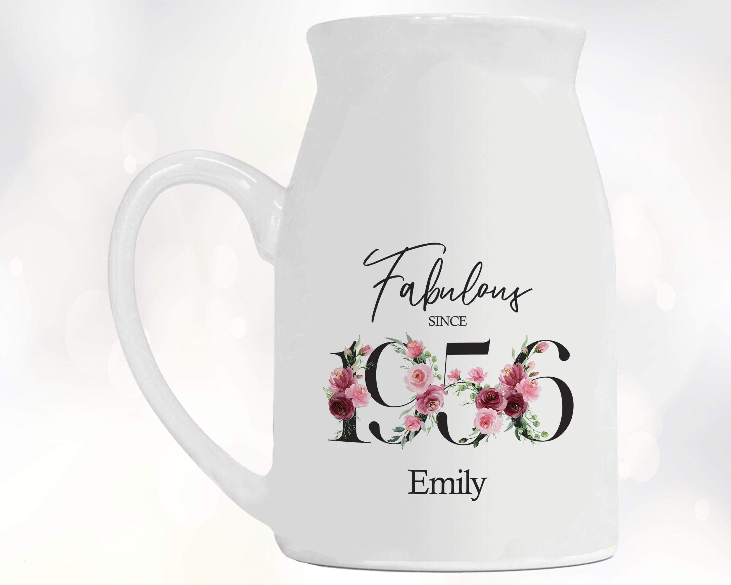 70th Birthday Gift for Women - Fabulous Since 1956 Small Personalised Flower Pot Vase 70 Gift for Her Ladies Floral Design Nan Gran BNC70