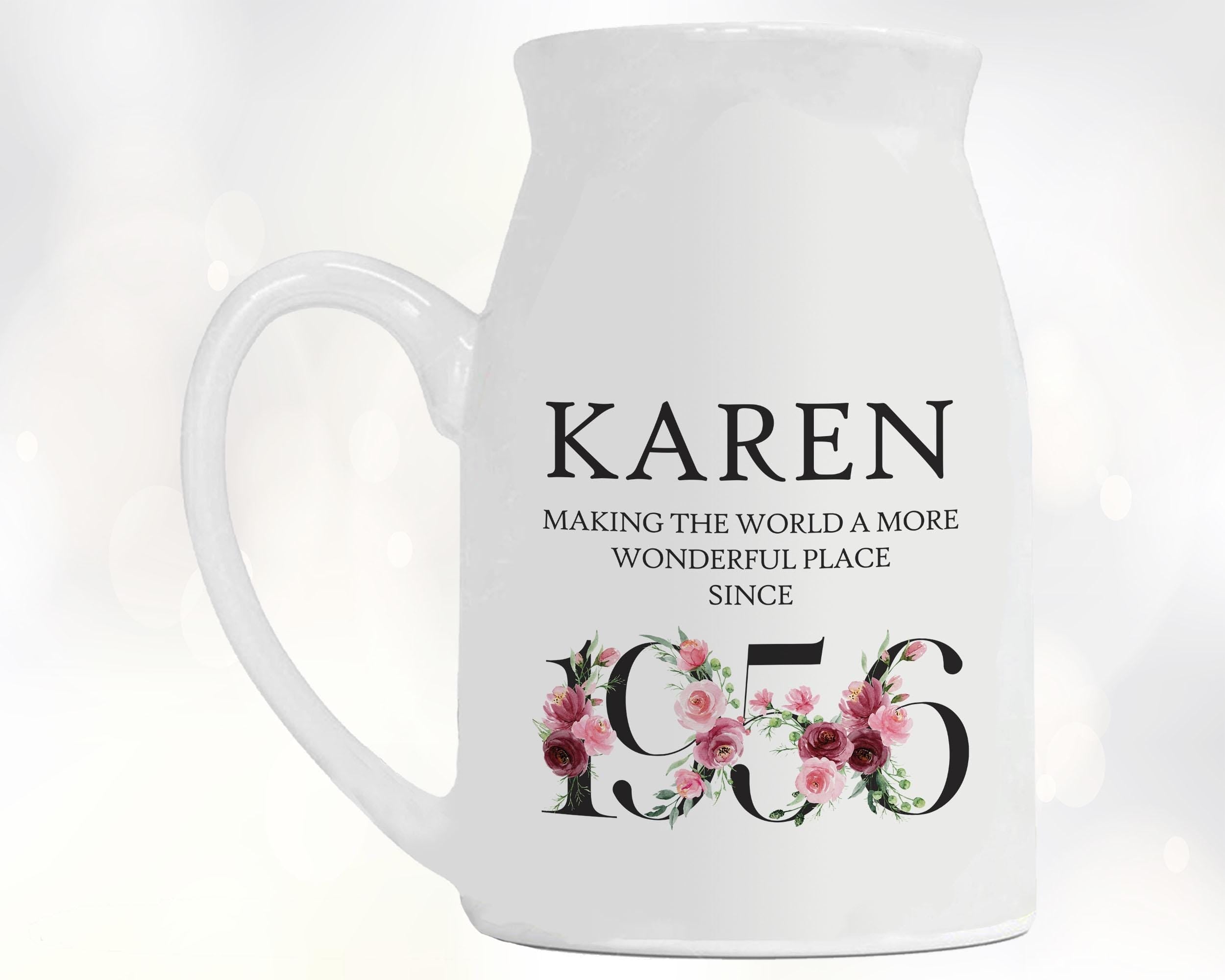 70th Birthday Gift for Women - Wonderful since 1956 Small Personalised Flower Pot Vase 70 Gift for Her Ladies Floral Design Nan Gran BND70