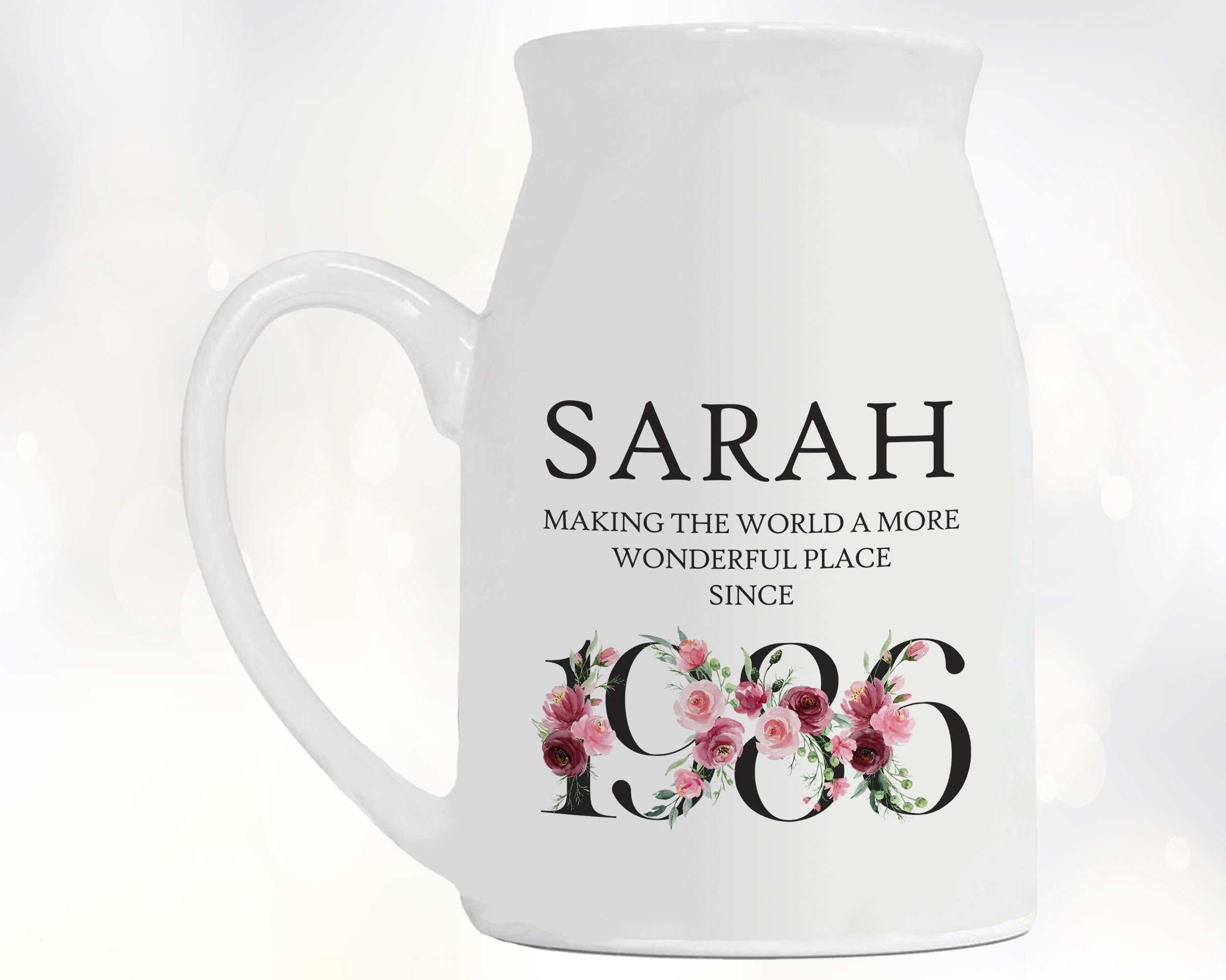 40th Birthday Gift for Women Wonderful since 1986 Small Personalised Flower Pot Vase 40 Gift for Her Ladies Floral Design Mum Daughter BND40