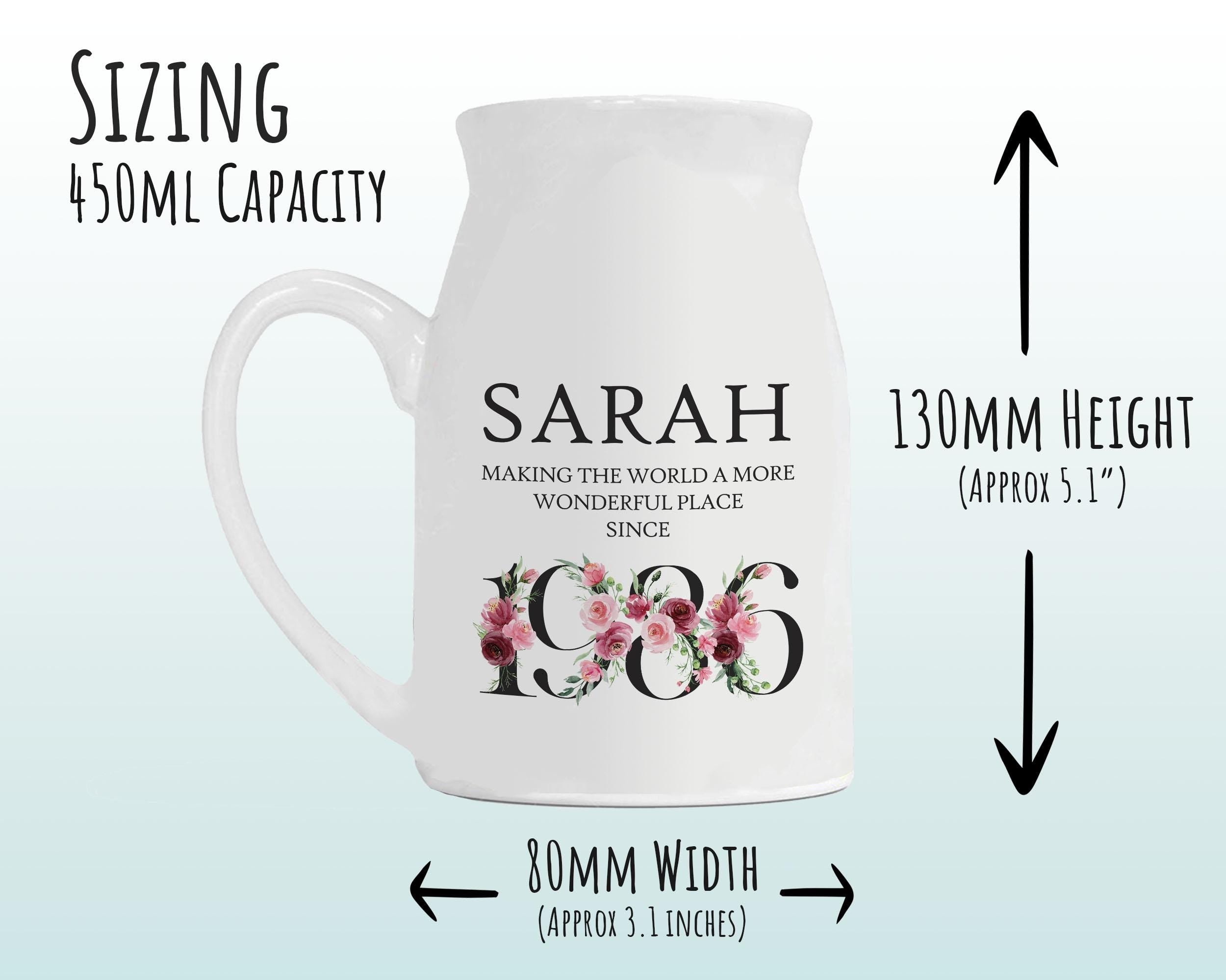 40th Birthday Gift for Women Wonderful since 1986 Small Personalised Flower Pot Vase 40 Gift for Her Ladies Floral Design Mum Daughter BND40