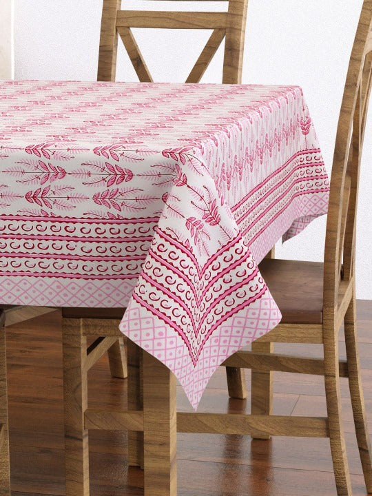Hand Block Printed (Maroon Motifs) Pure Cotton Table Cloth