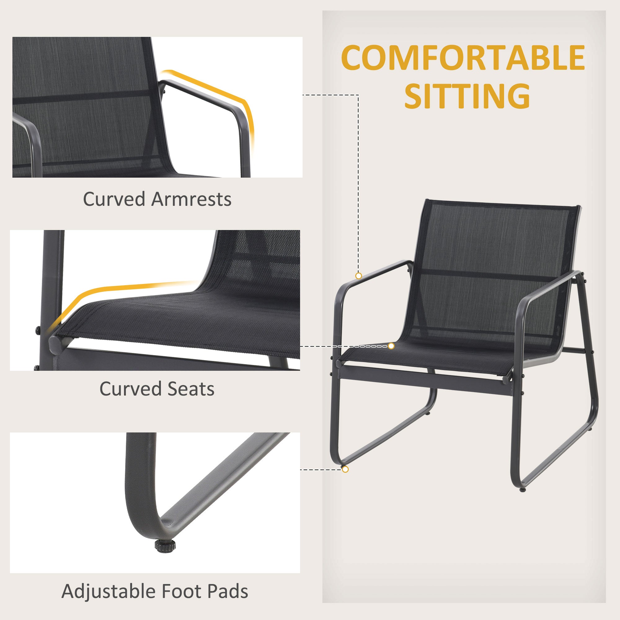 Outsunny 4 Piece Garden Furniture Set Patio Sofa Set w/ Chairs, Glass Top Table