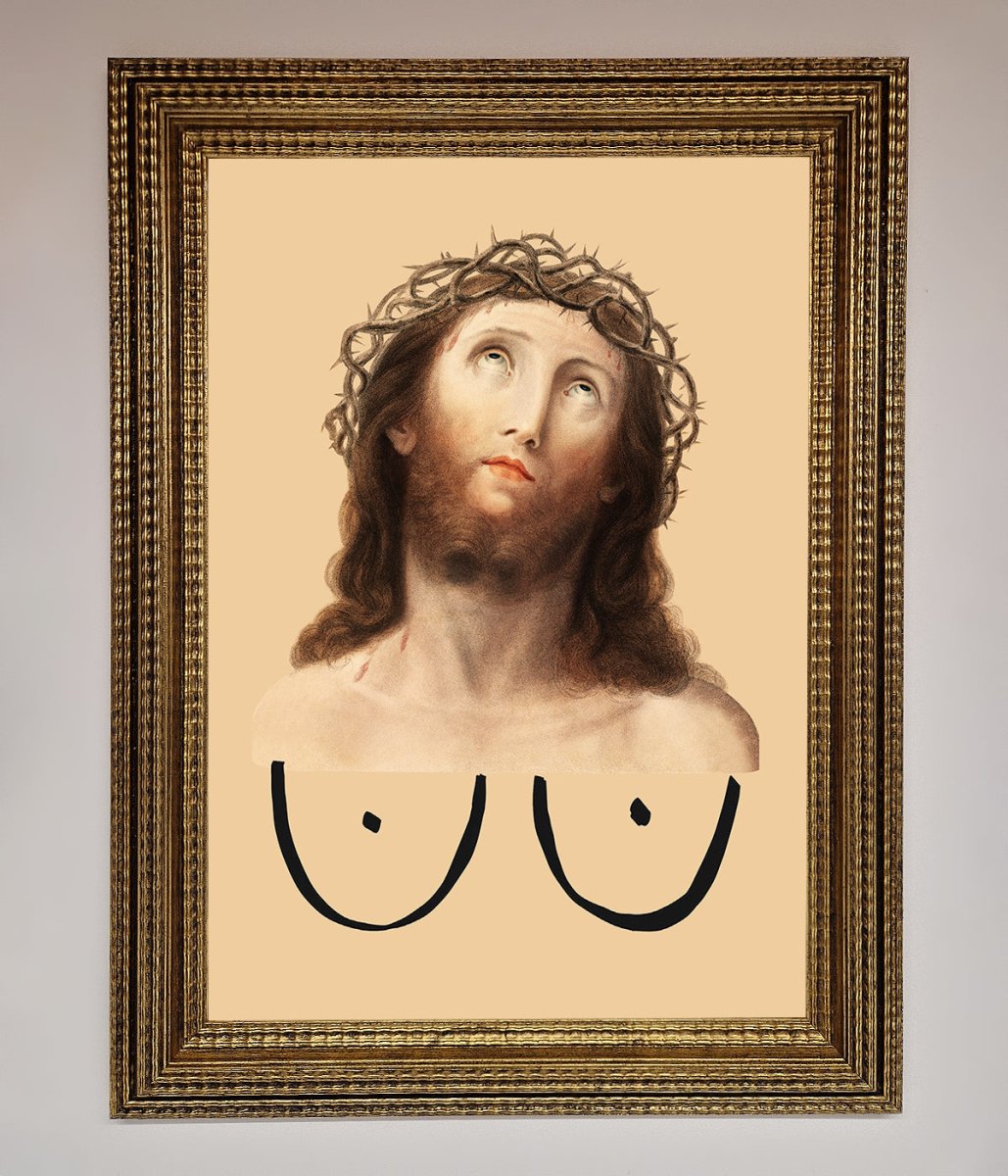 Jesus Breasts Framed Poster - Zestio