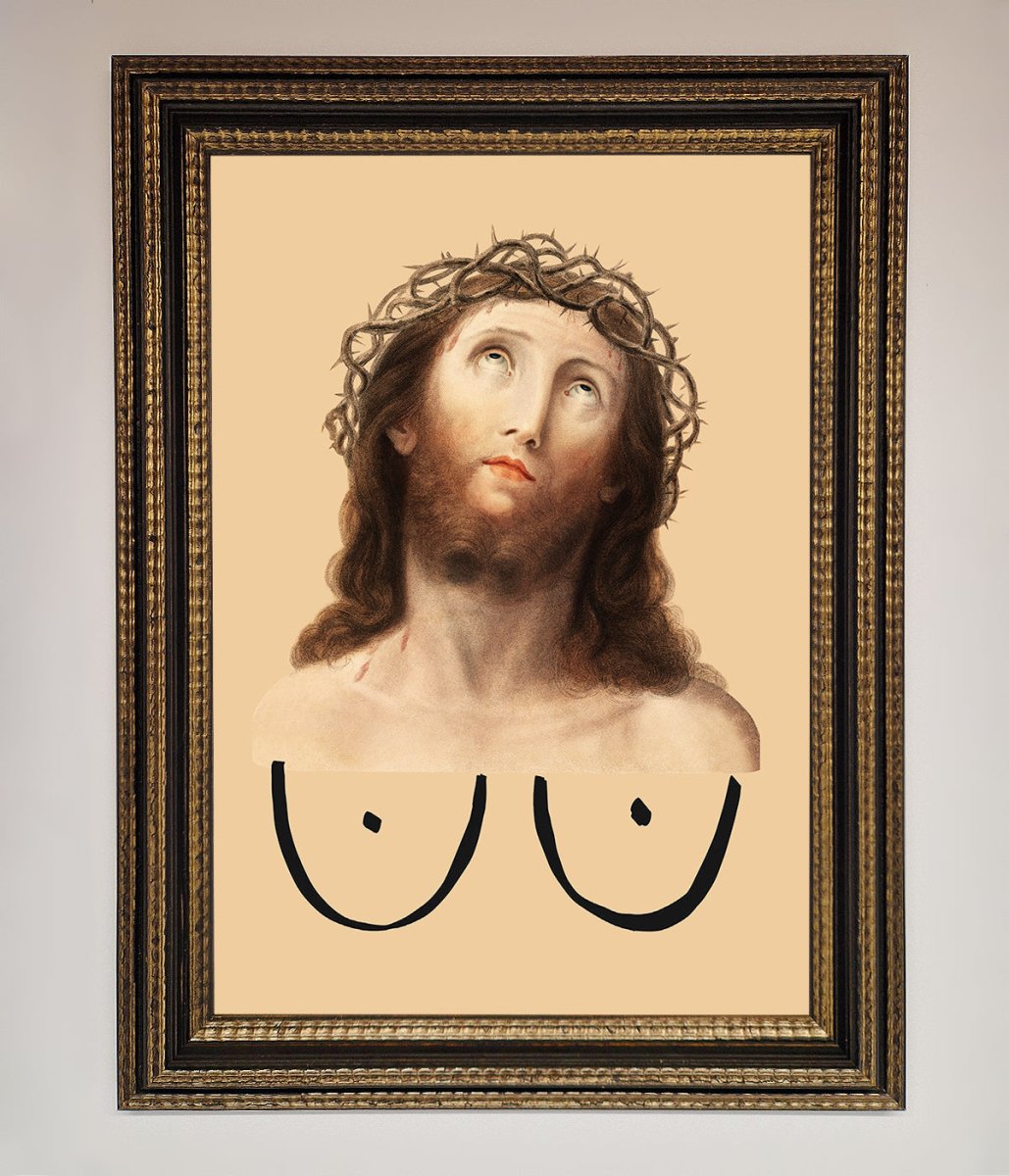 Jesus Breasts Framed Poster - Zestio
