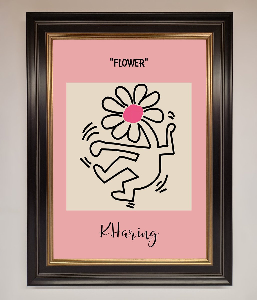 Keith Haring Flower Pink Framed Poster - Zestio