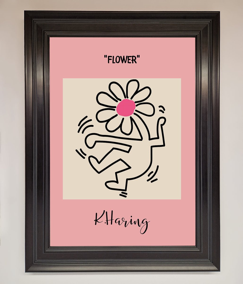 Keith Haring Flower Pink Framed Poster - Zestio
