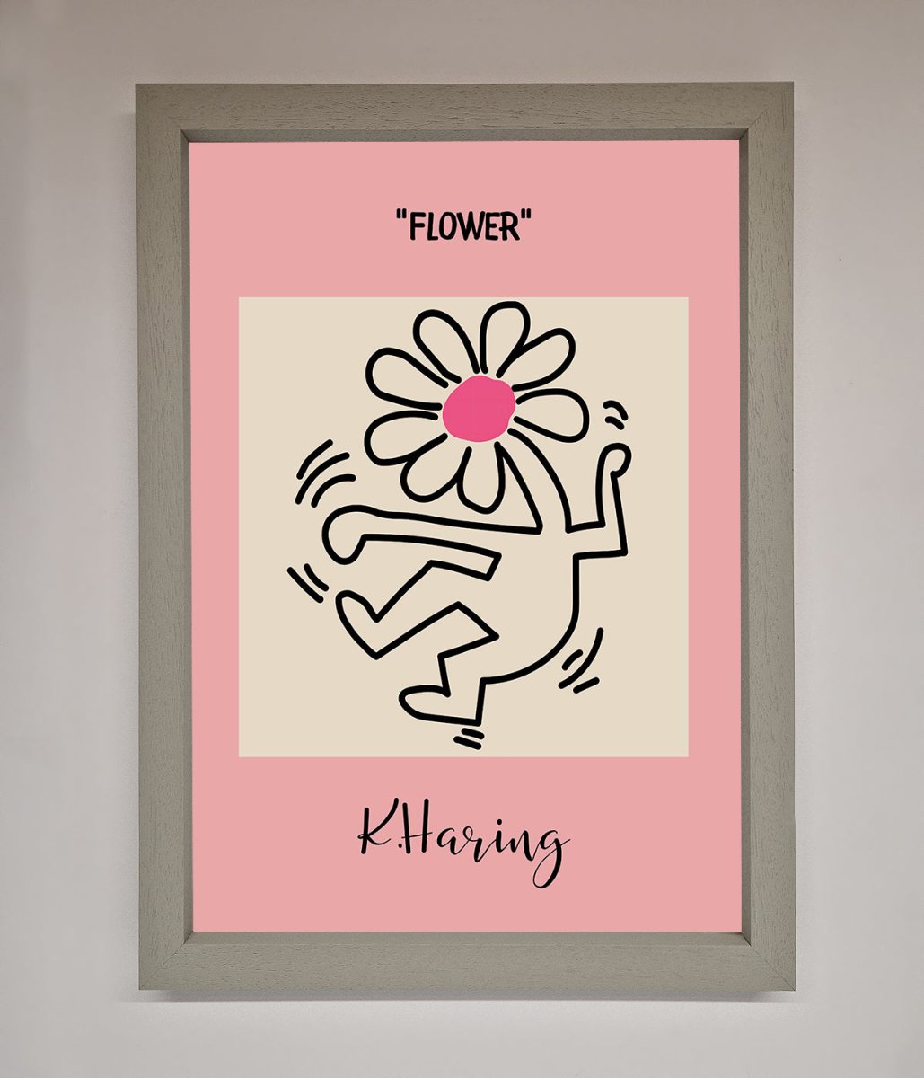 Keith Haring Flower Pink Framed Poster - Zestio