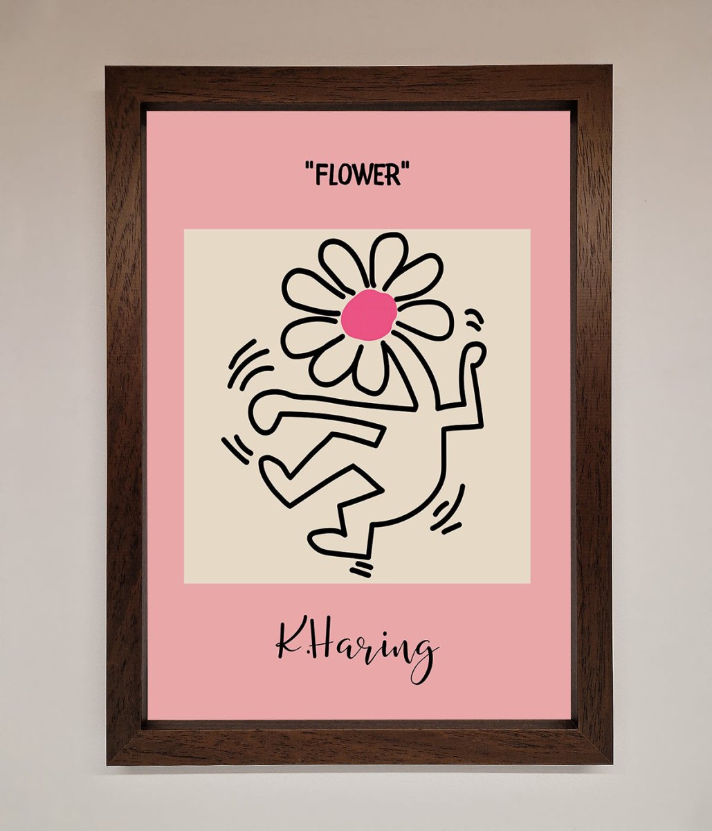 Keith Haring Flower Pink Framed Poster - Zestio