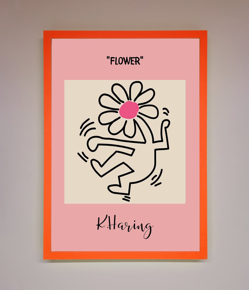 Keith Haring Flower Pink Framed Poster - Zestio