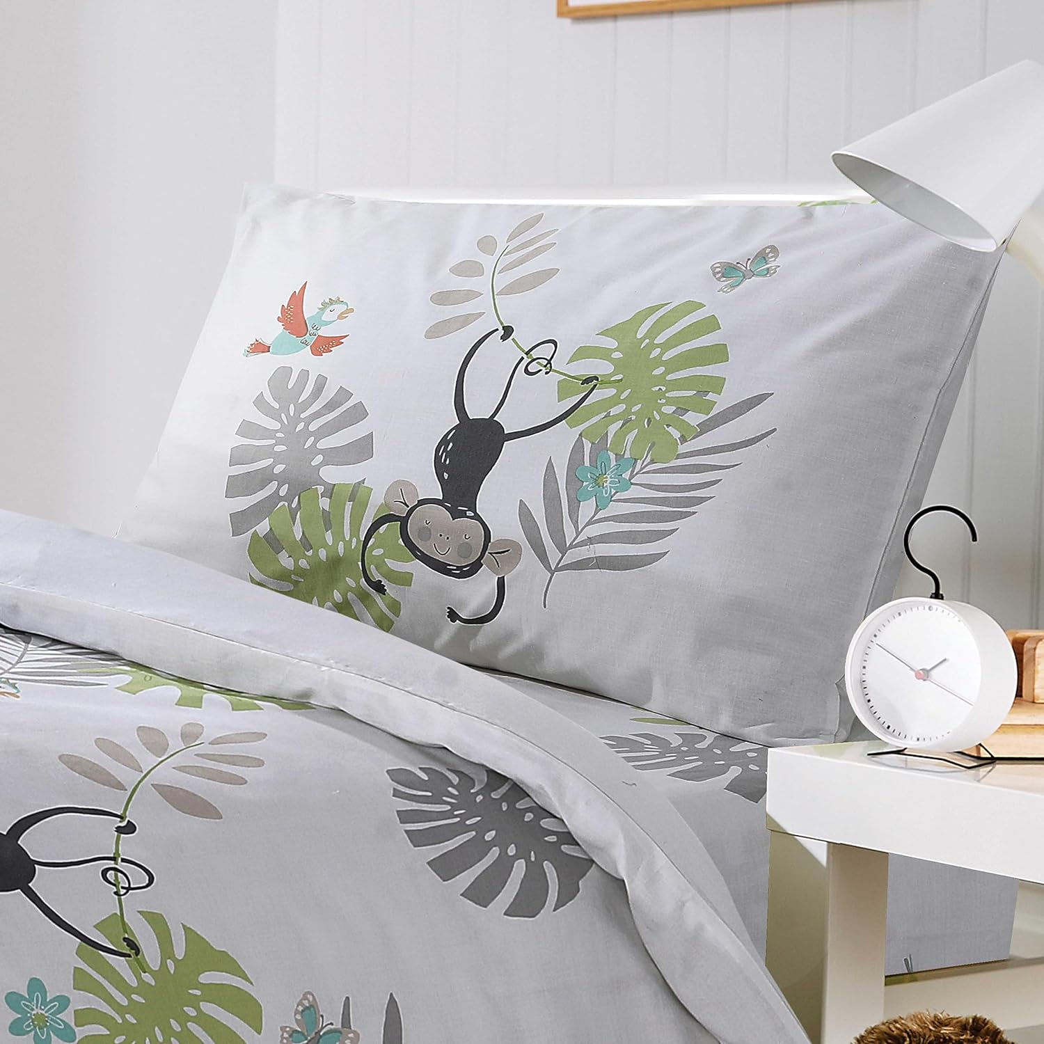 OLIVIA ROCCO Kids Safari Jungle Animal Print Duvet Cover Set With Pillowcase Soft Cosy Durable Lightweight Bedding Lions Giraffes Bears Elephants