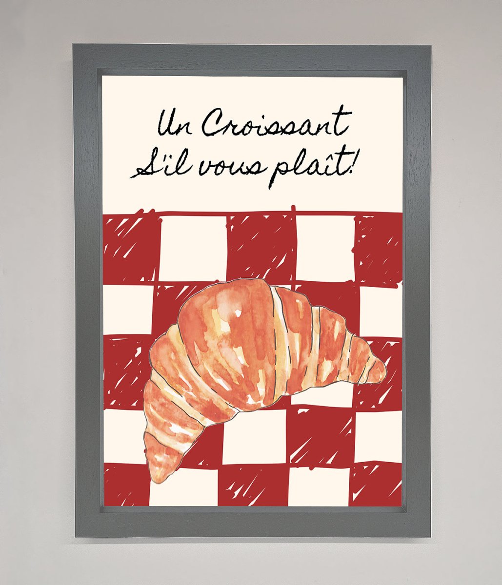 Kitchen Croissant Red Check Framed Print - Zestio